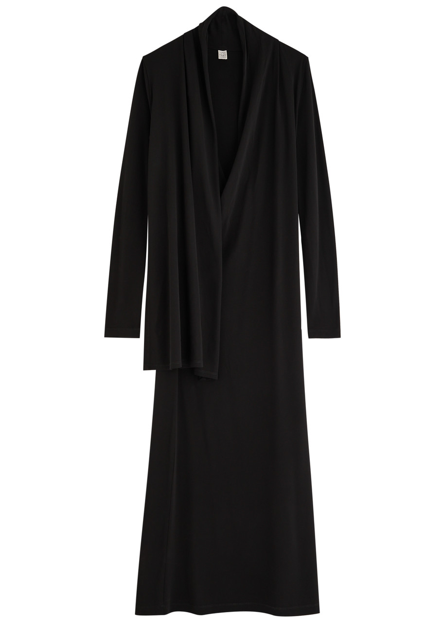Toteme Draped Wrap-effect Stretch-jersey Maxi Dress - Black - S - S
