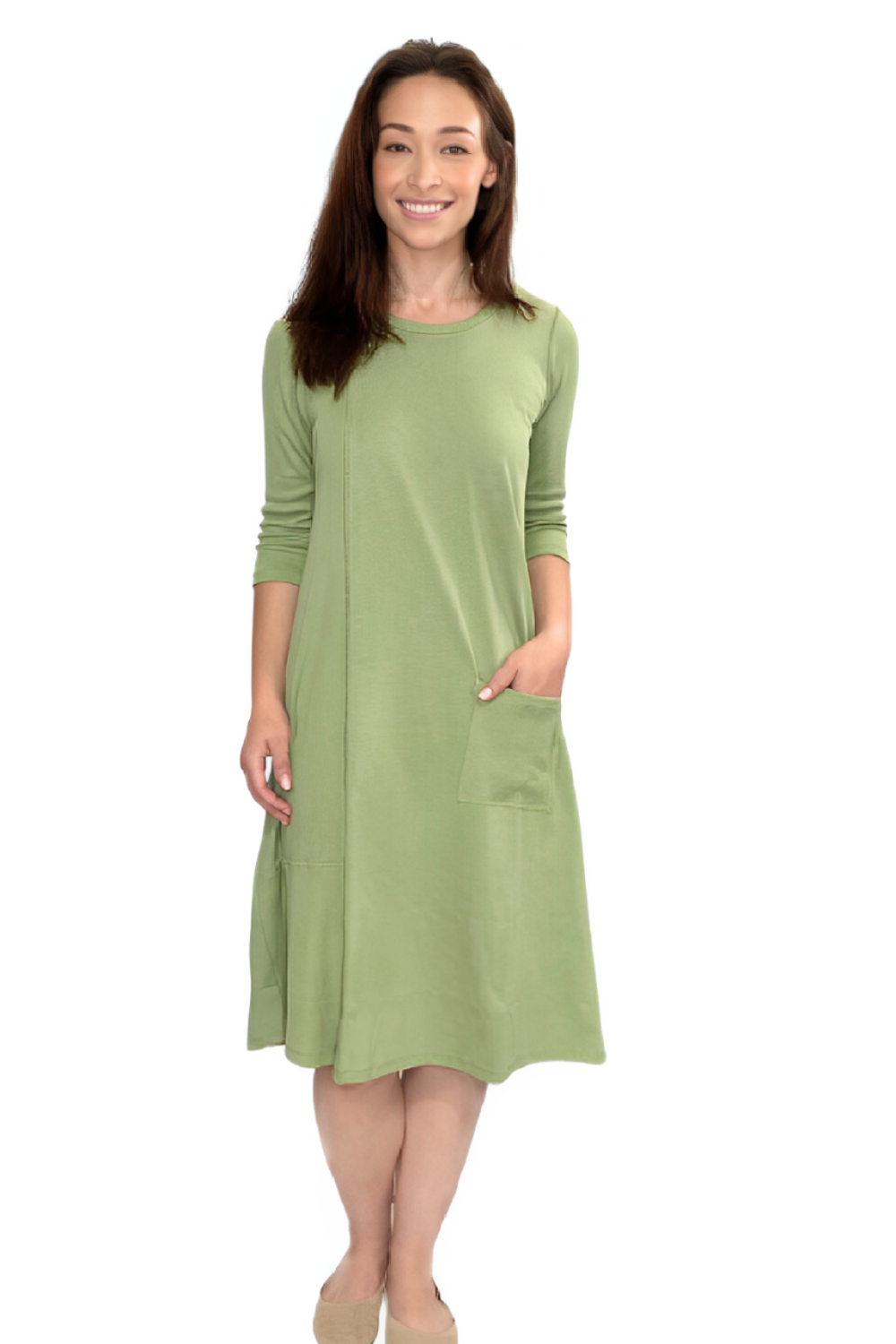 Classic % Cotton A-Line Dress with Sleeves