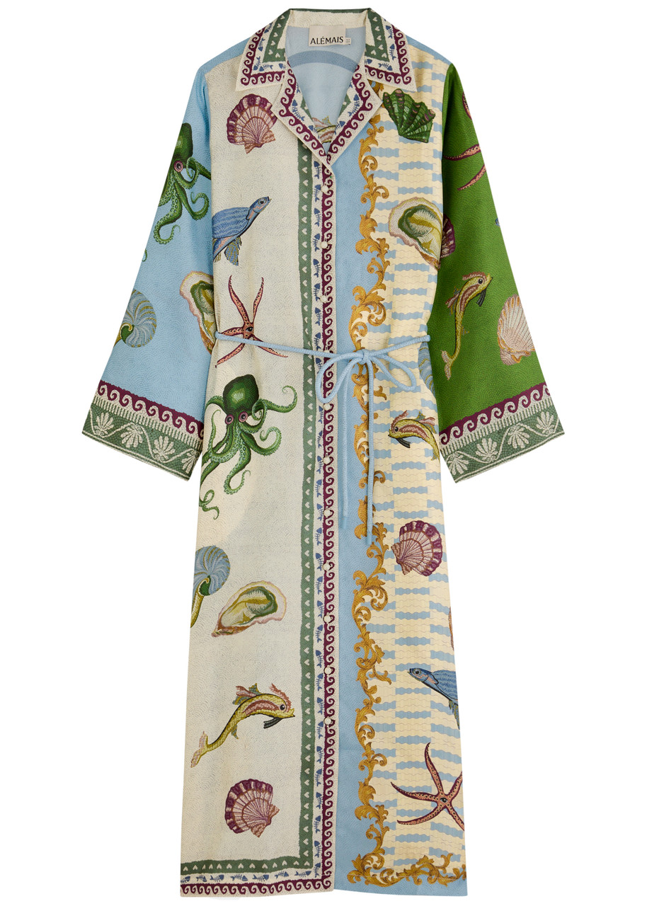 Alemais Bath House Printed Silk Maxi Shirt Dress - Multicoloured -