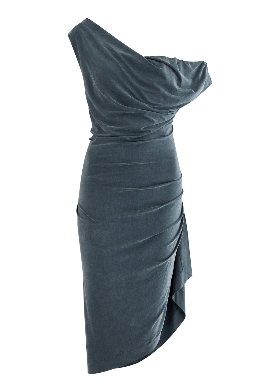Vivienne Westwood Ginnie Gathered Washed Jersey Dress - Navy - M M