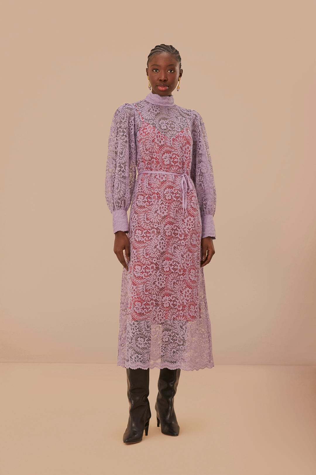 Lilac Lace Midi Dress, LILAC