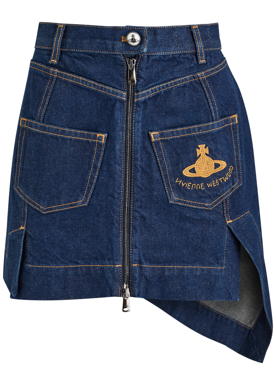 Vivienne Westwood Sailor Logo-embroidered Denim Mini Skirt - Dark Blue - W M