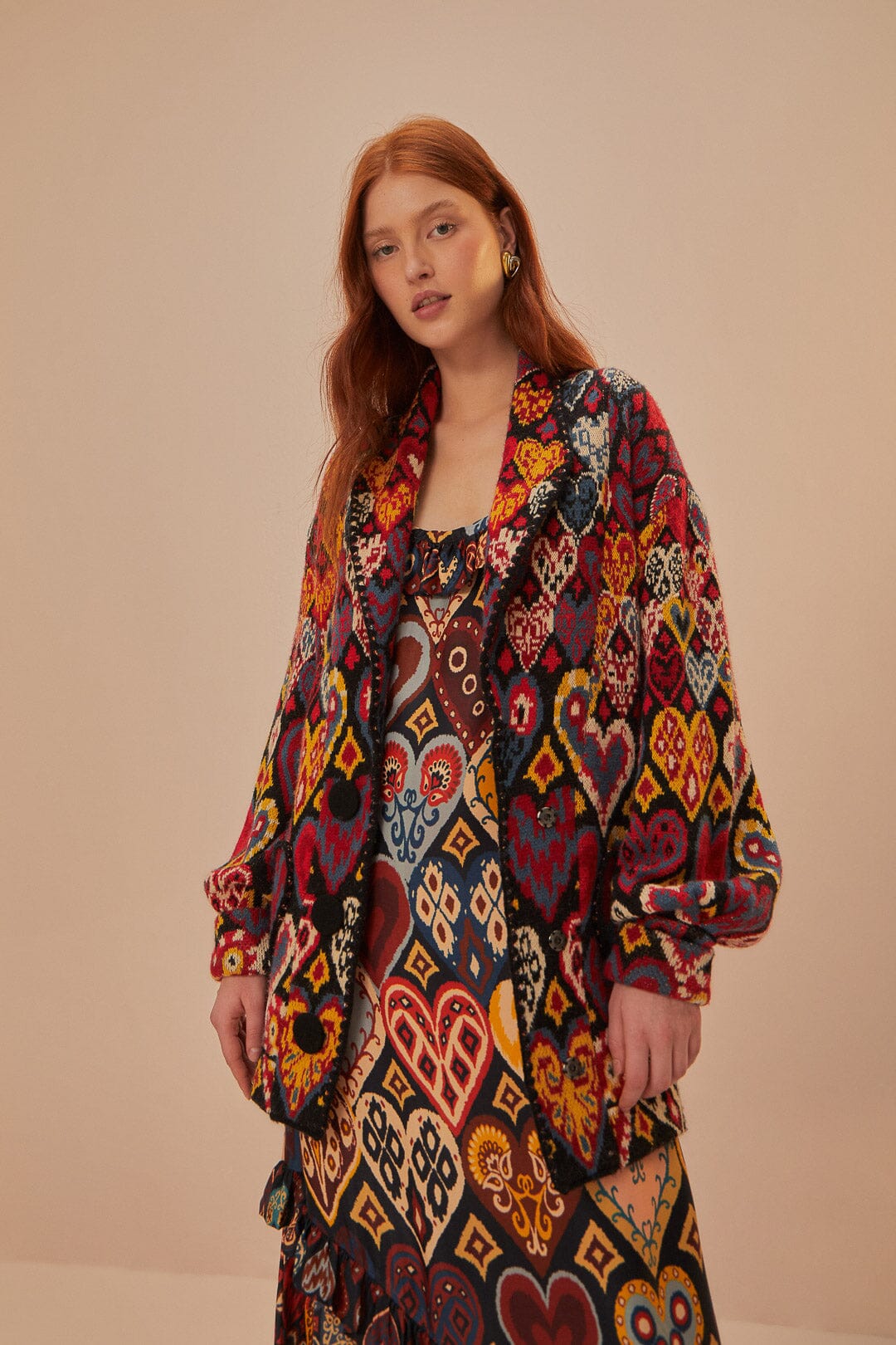 Hearts Ikat Knit Blazer, HEARTS IKAT BLACK