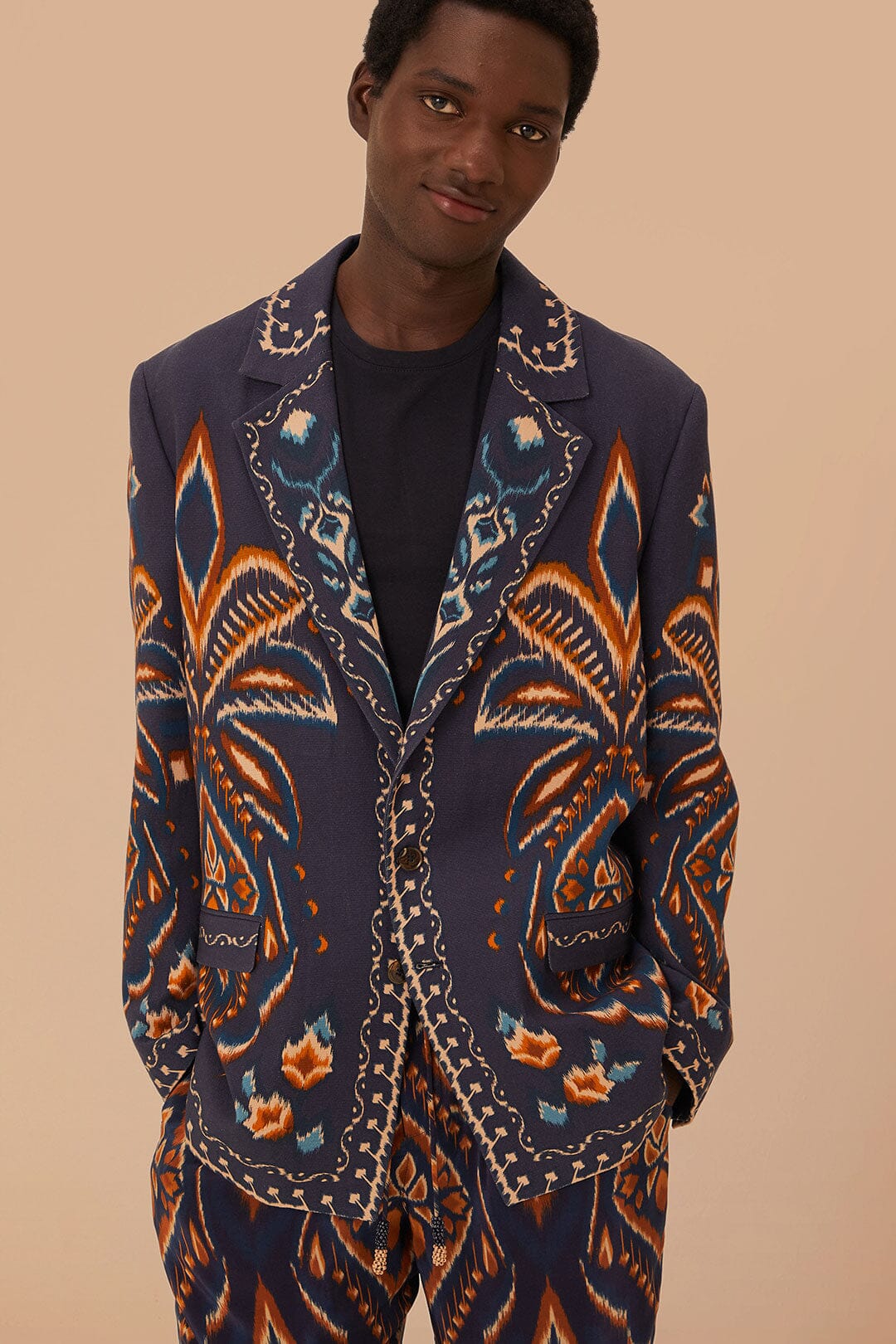Blue Pineapple Ikat Blazer, PINEAPPLE IKAT BLUE