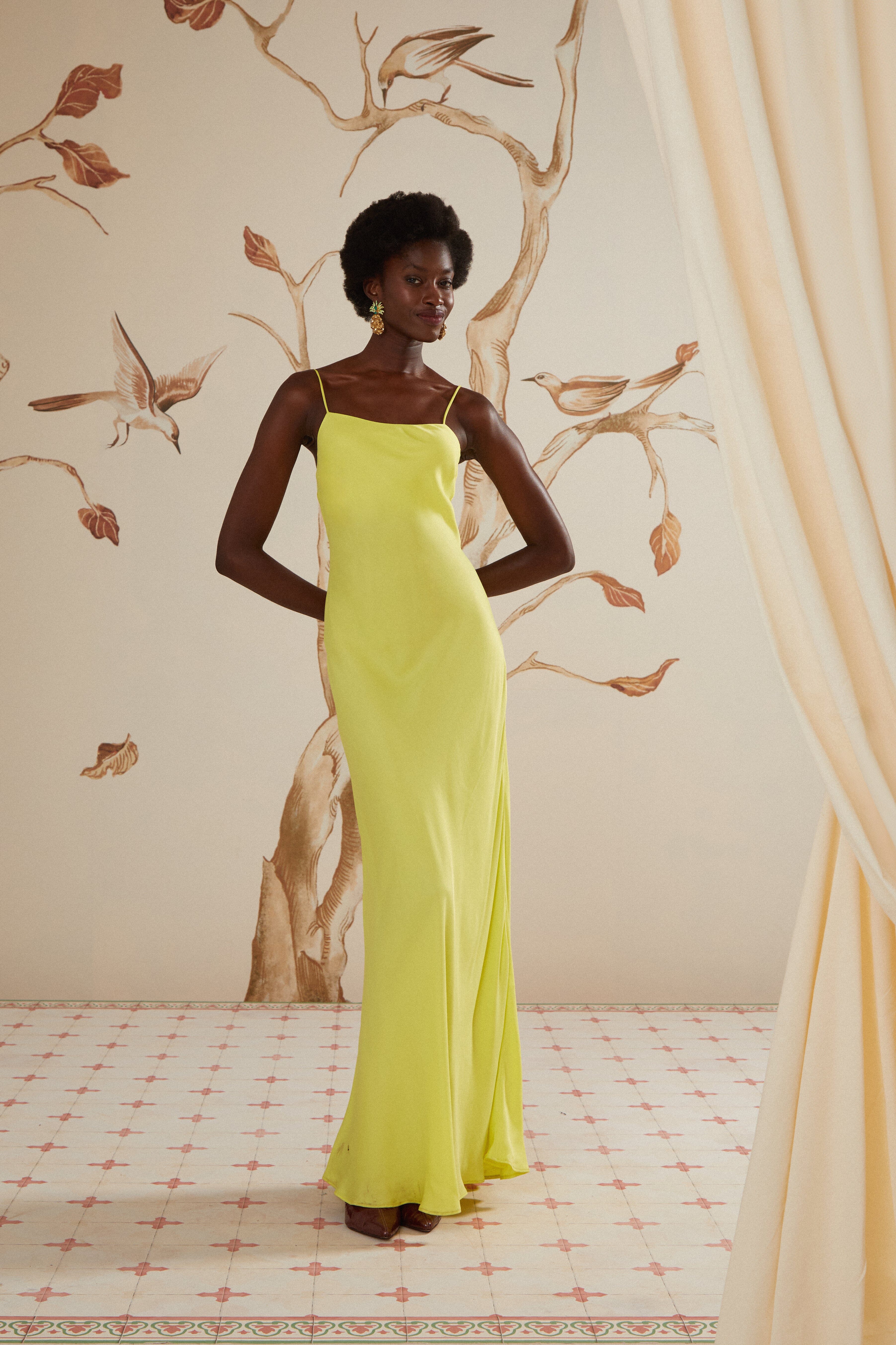 Neon Green LENZING ECOVERO Viscose Slip Dress, NEON GREEN