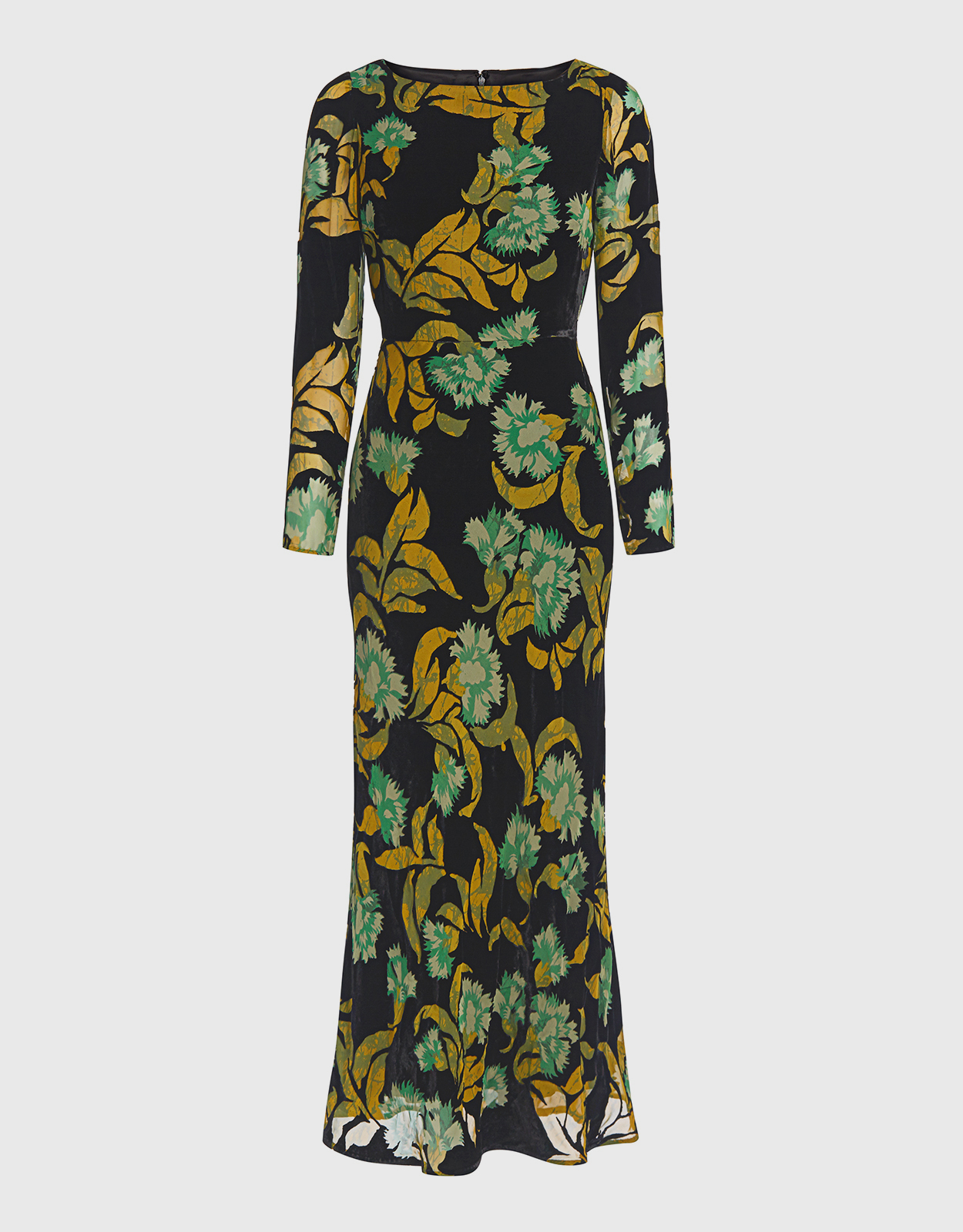 Saloni Tina Velvet Floral Devor Midi Dress -
