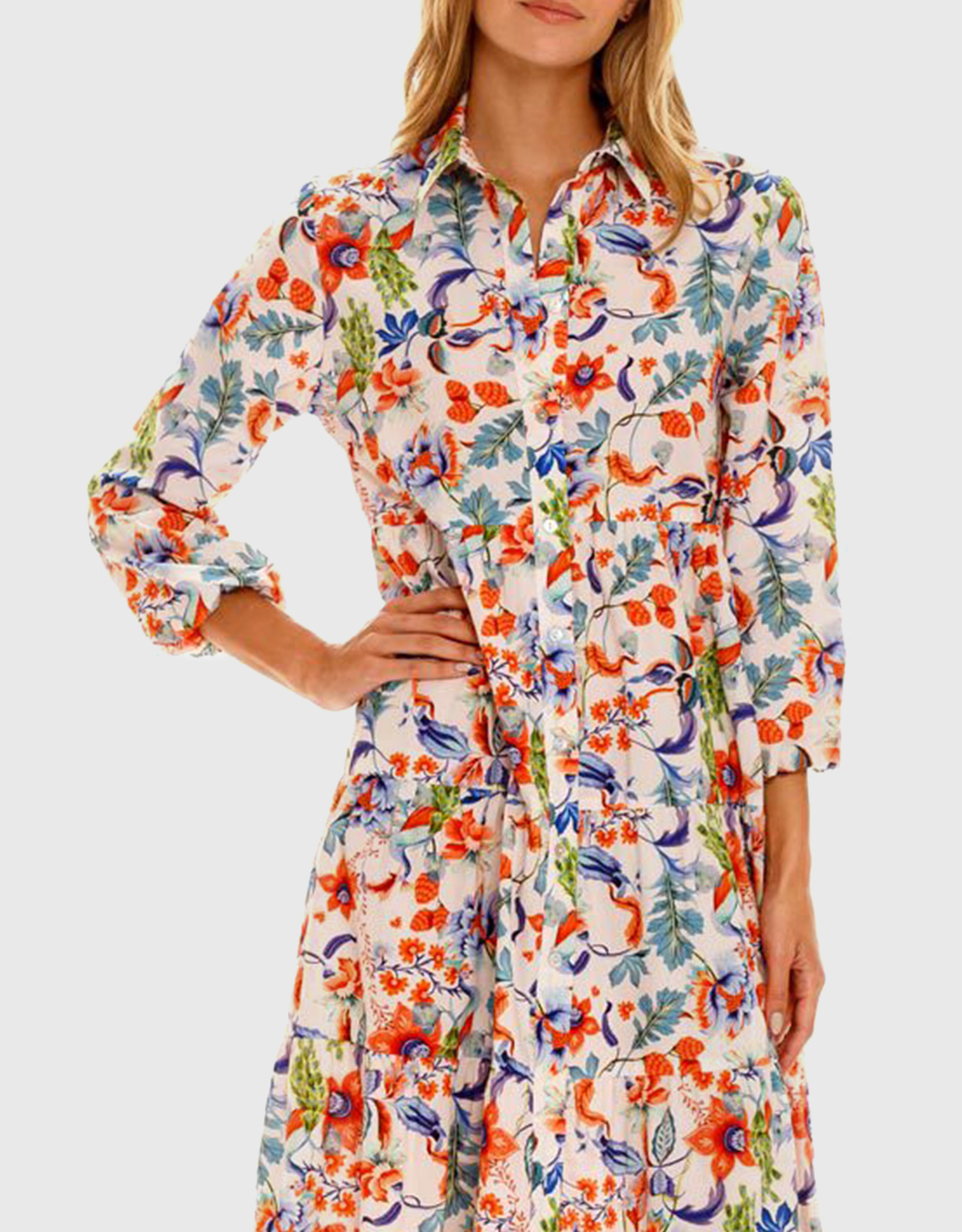 The Lazy Poet Kaia Bello Ravello Red Shirt Midi Dress
