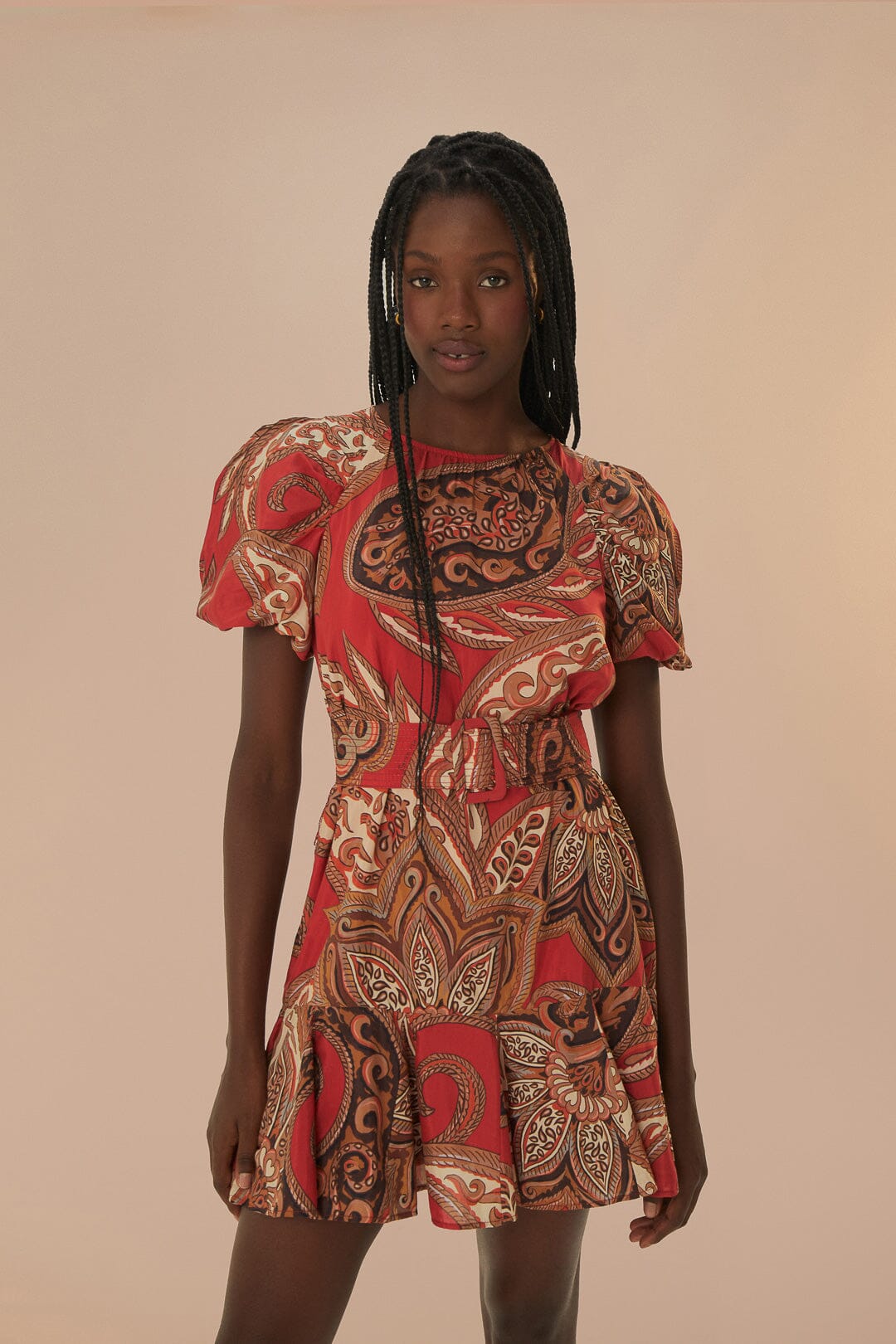 Leopard Paisley Burgundy Mini Dress, LEOPARD PAISLEY BURGUNDY