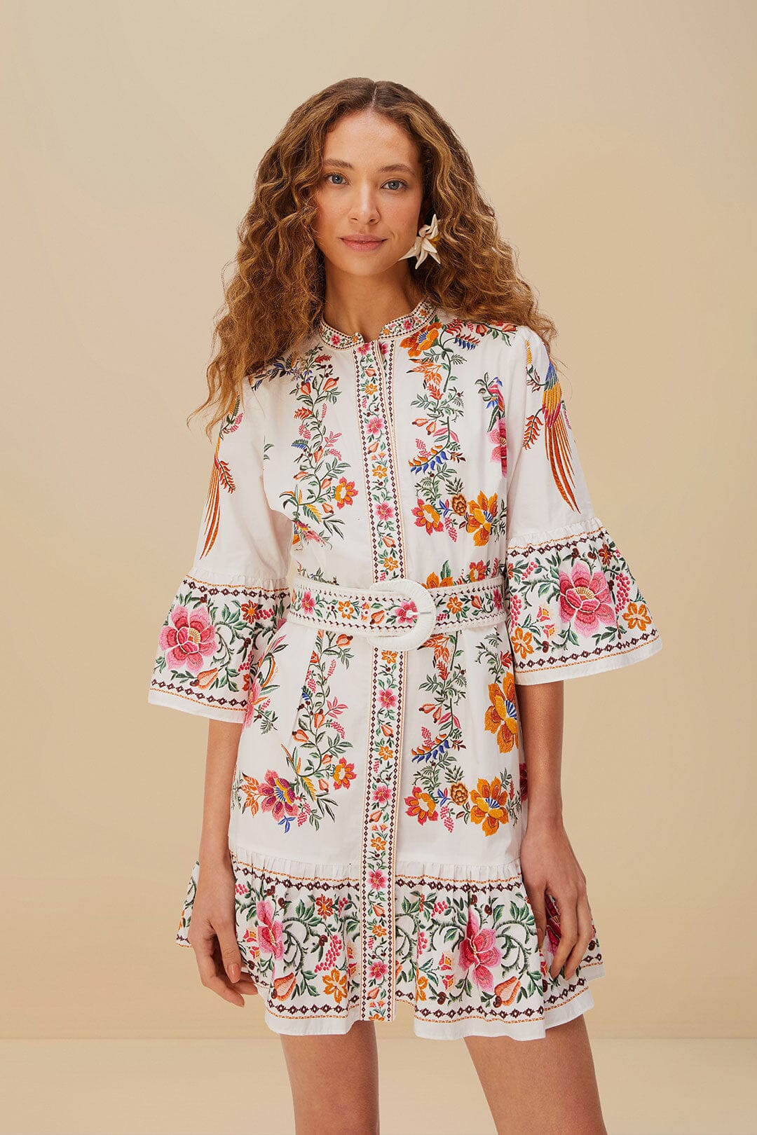 Off-White Delicate Forest Scarves Mini Dress, DELICATE FOREST SCARVES OFF
