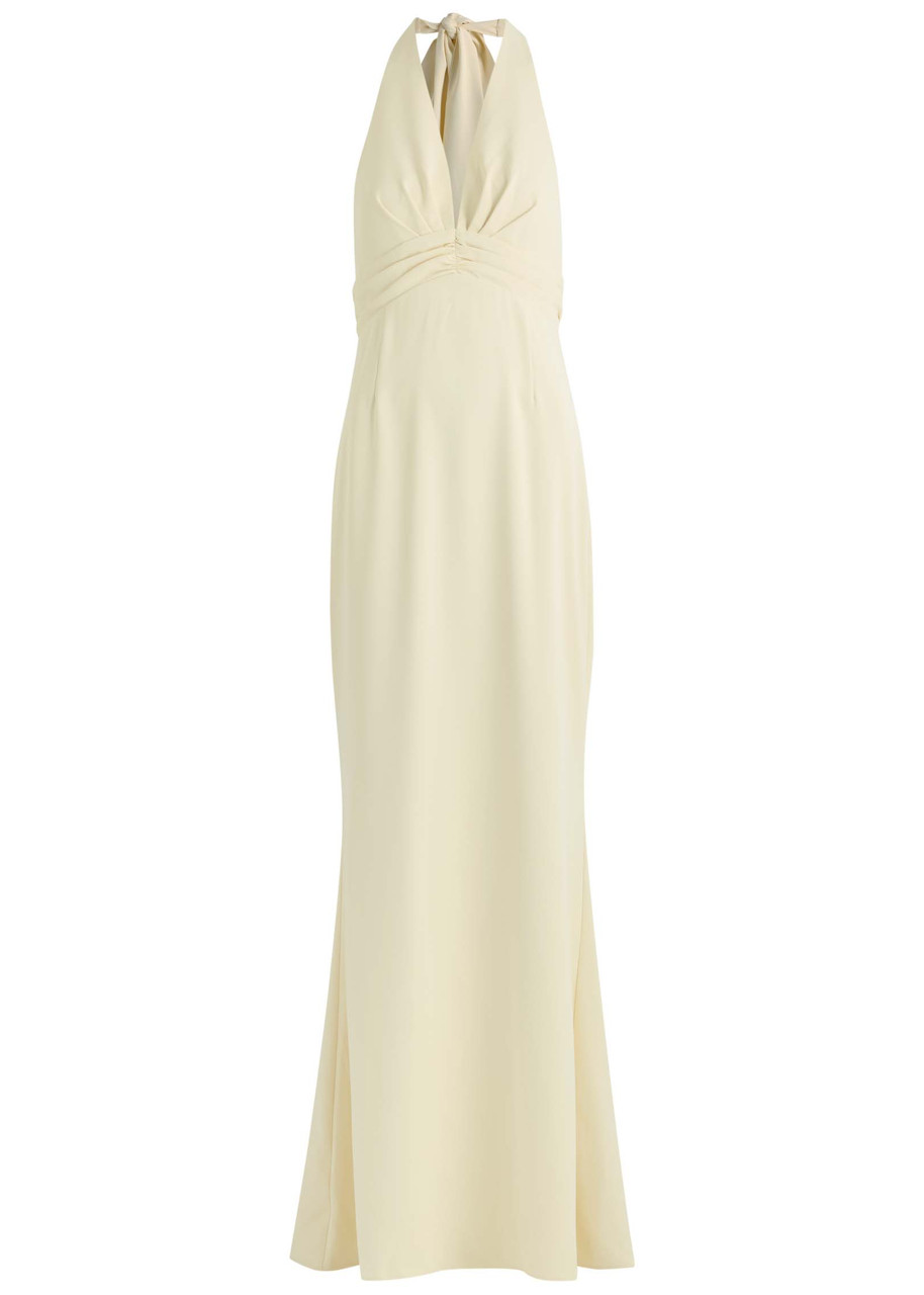 Odd Muse Halterneck Twill Maxi Dress - Yellow - M