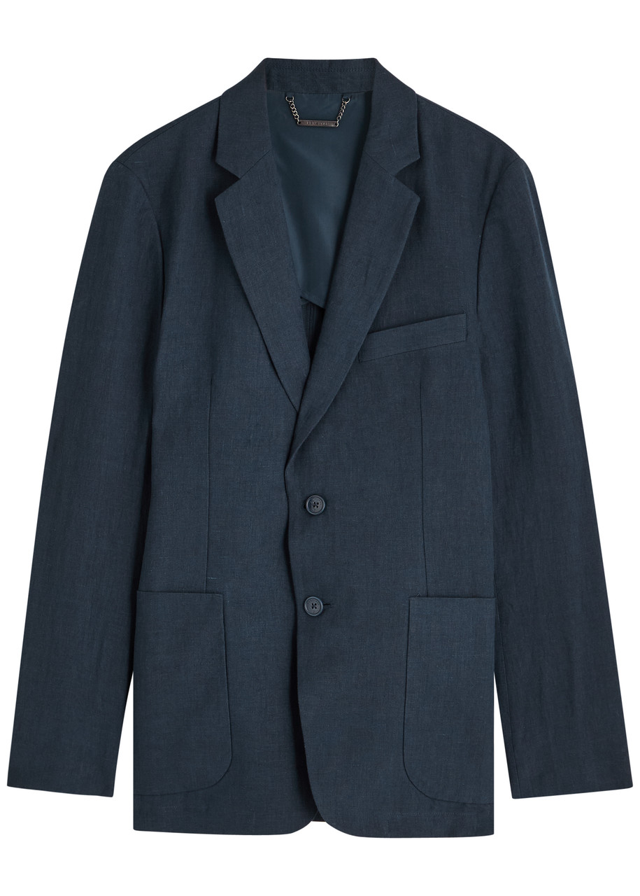 Percival Tailored Linen Blazer - Navy - M