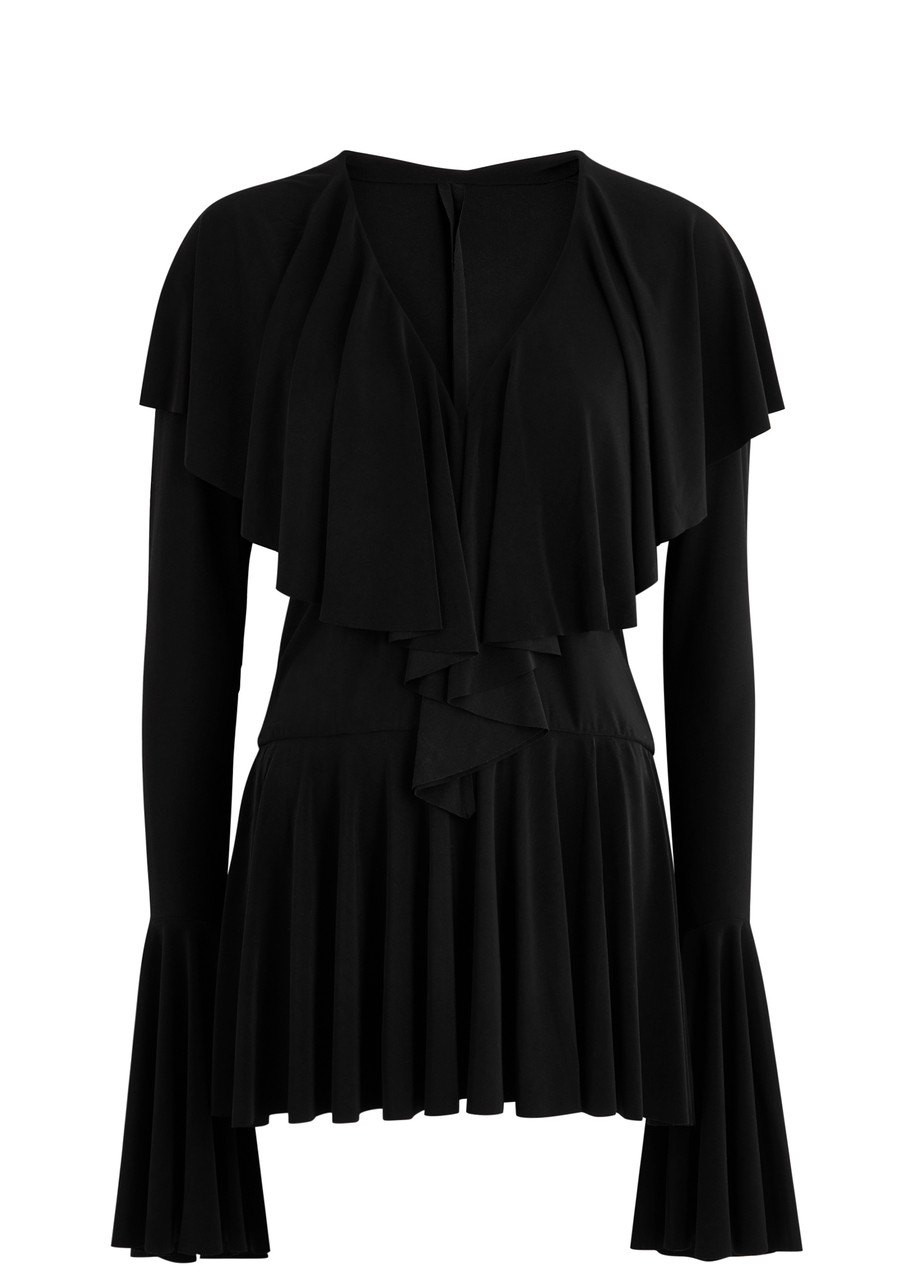 Norma Kamali Ruffled Jersey Mini Dress - Black - M M