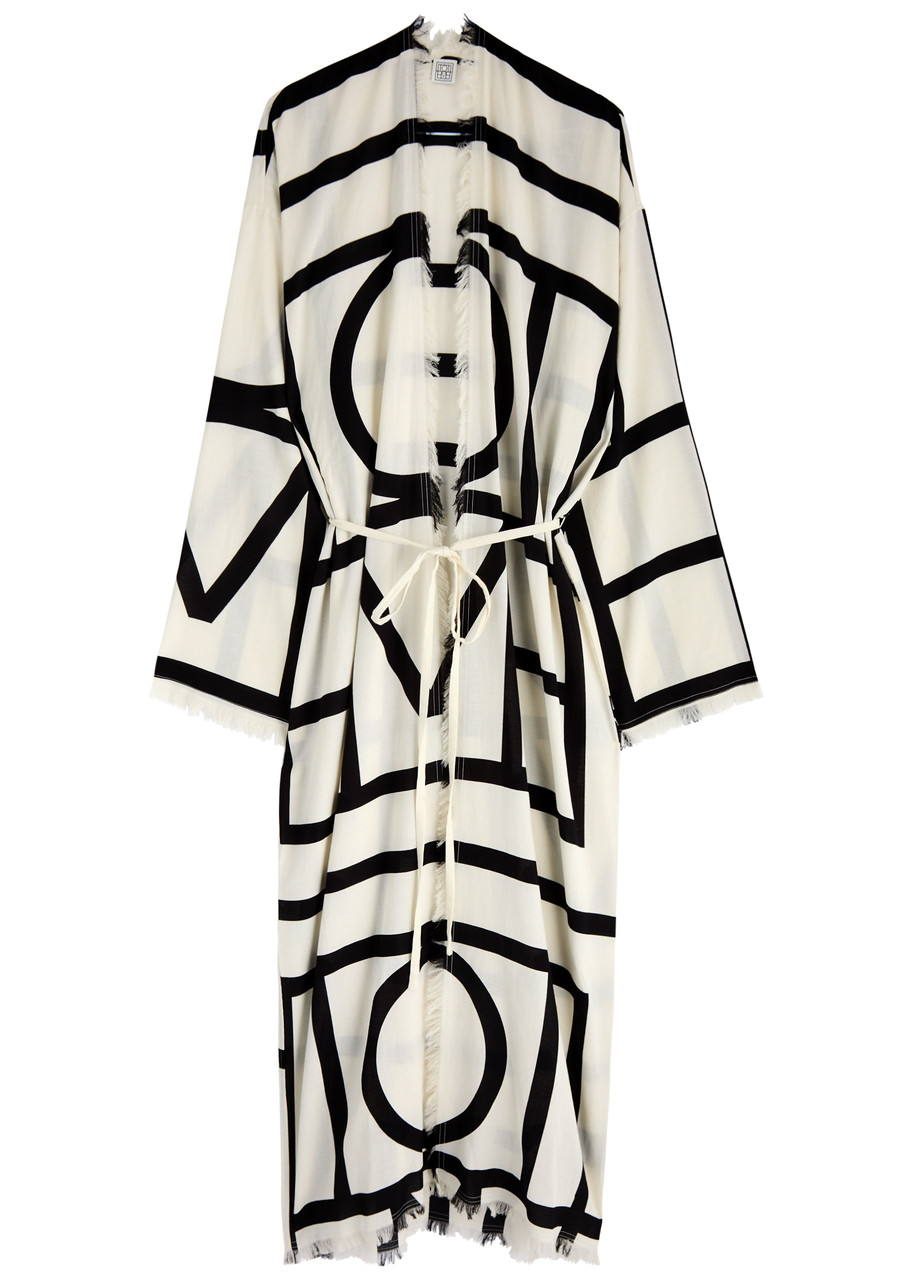 Toteme Logo-print Cotton Maxi Wrap Dress - Multi Print - S