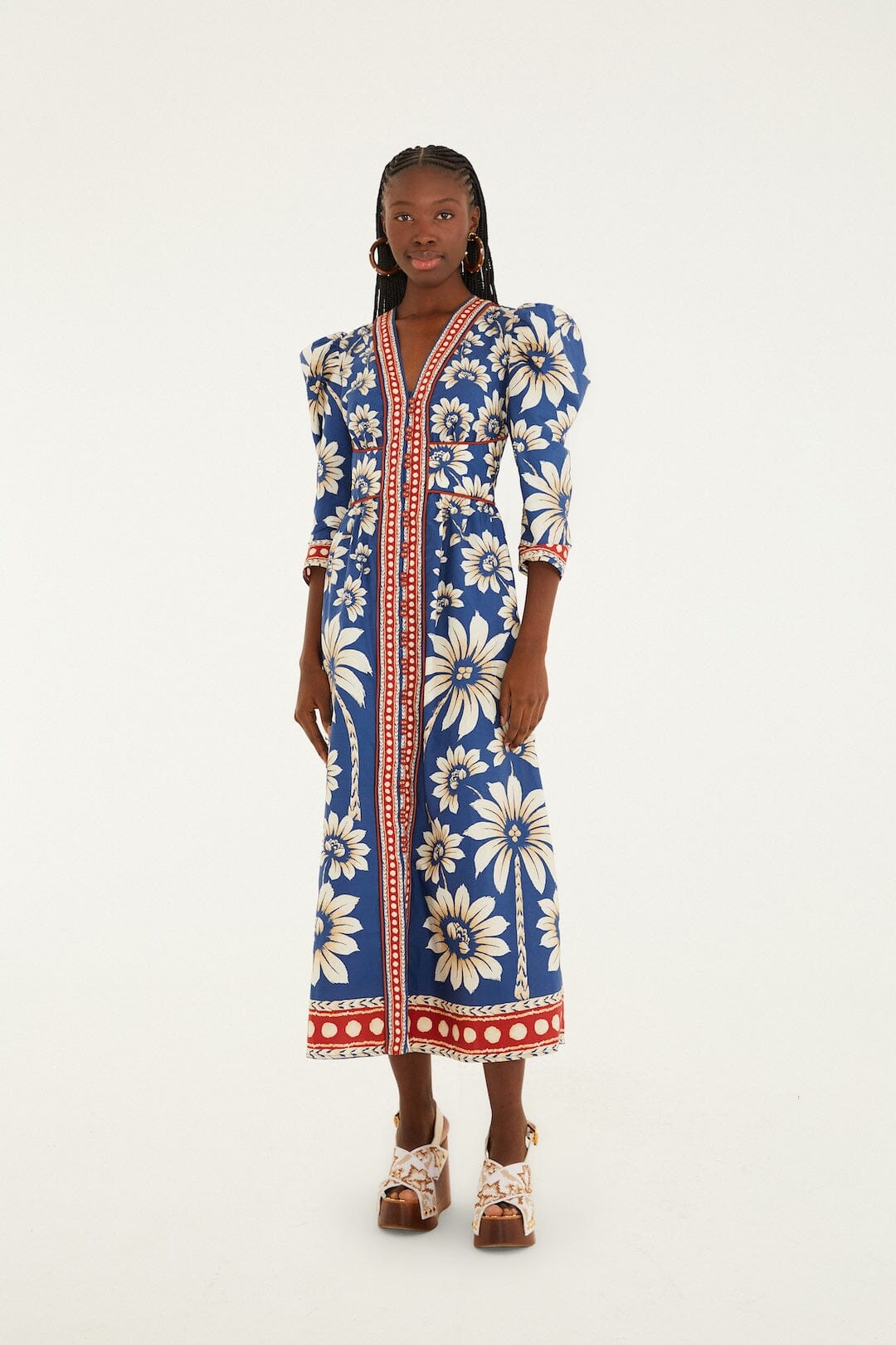 Blue Luna Puff Sleeve Organic Cotton Maxi Dress, LUNA BLUE