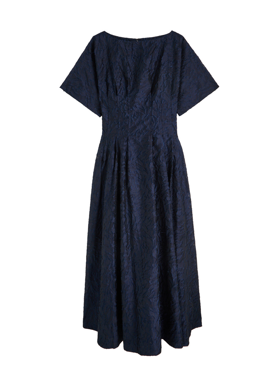 Simkhai Rosali Textured-embroidery Woven Midi Dress - Navy -