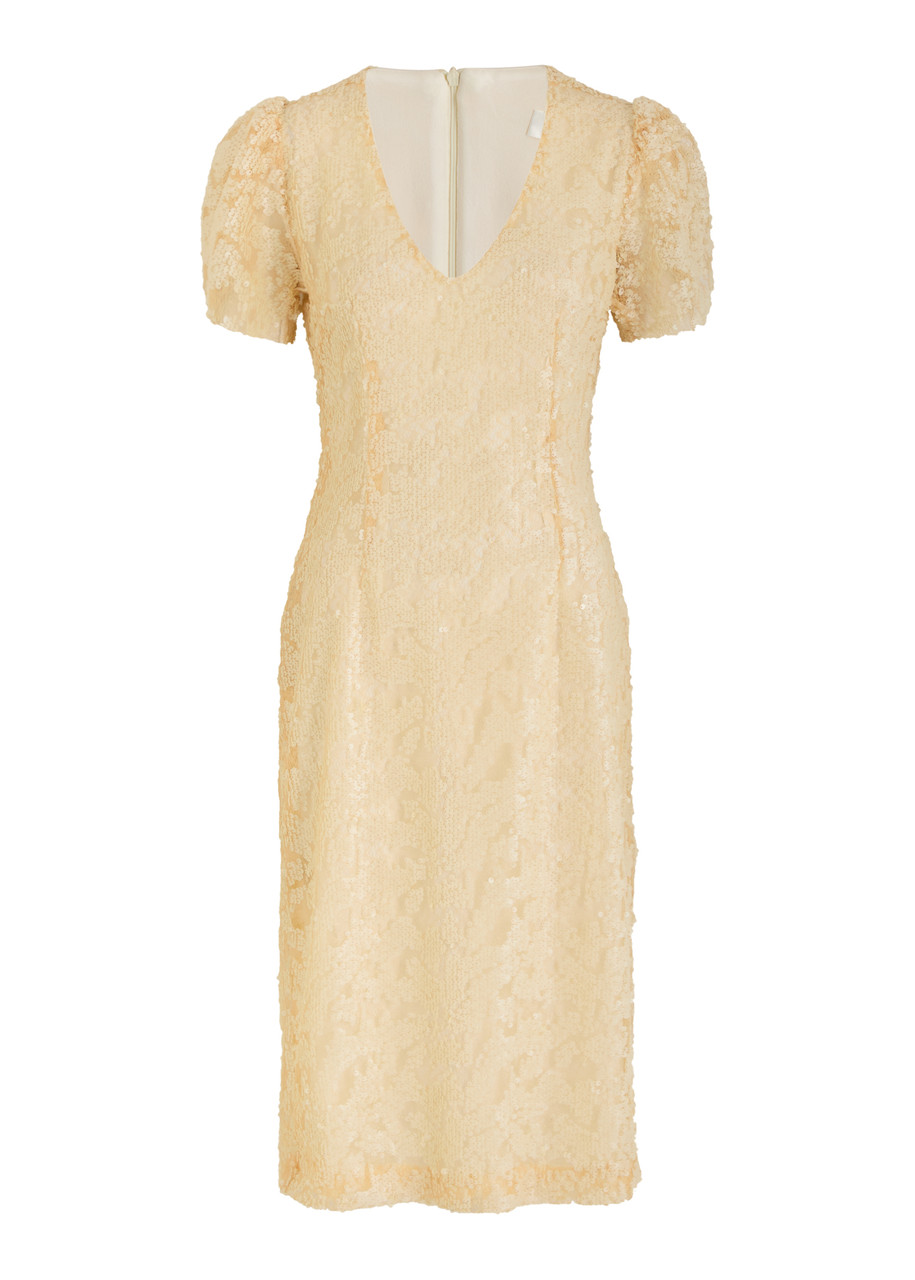 Luxe DE Valentina Lucca Sequin-embellished Midi Dress - Cream - S