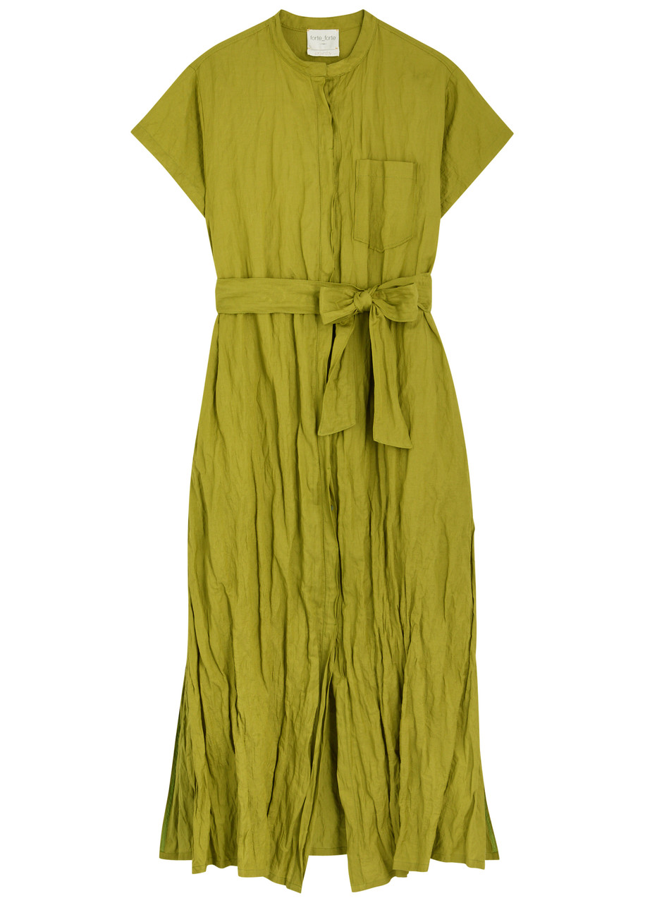 Forte_forte Crinkled Cotton-blend Midi Dress - Mid Green - M