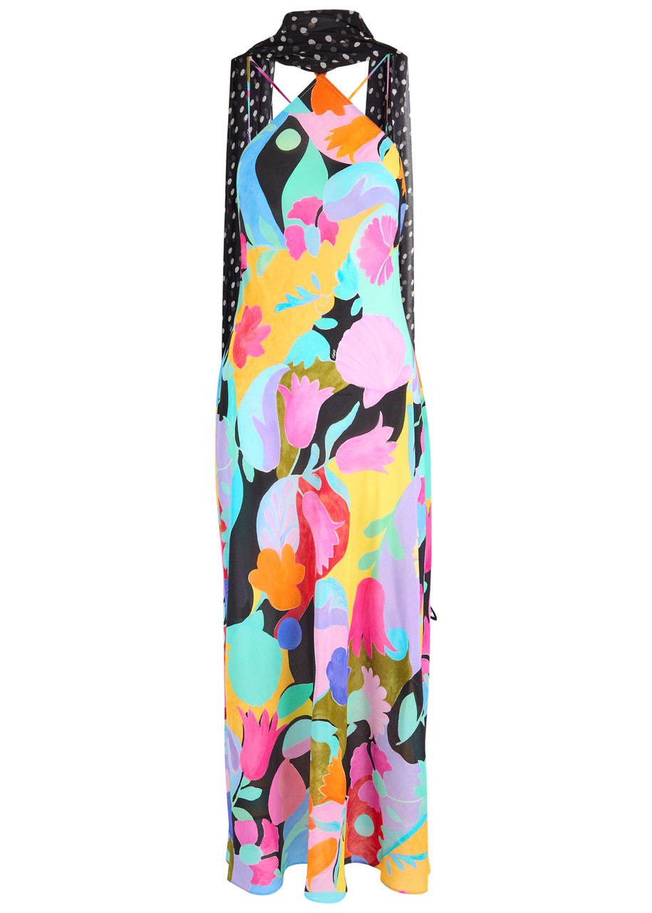 Rixo Hayley Printed Scarf-effect Silk Midi Dress - Multicoloured - S