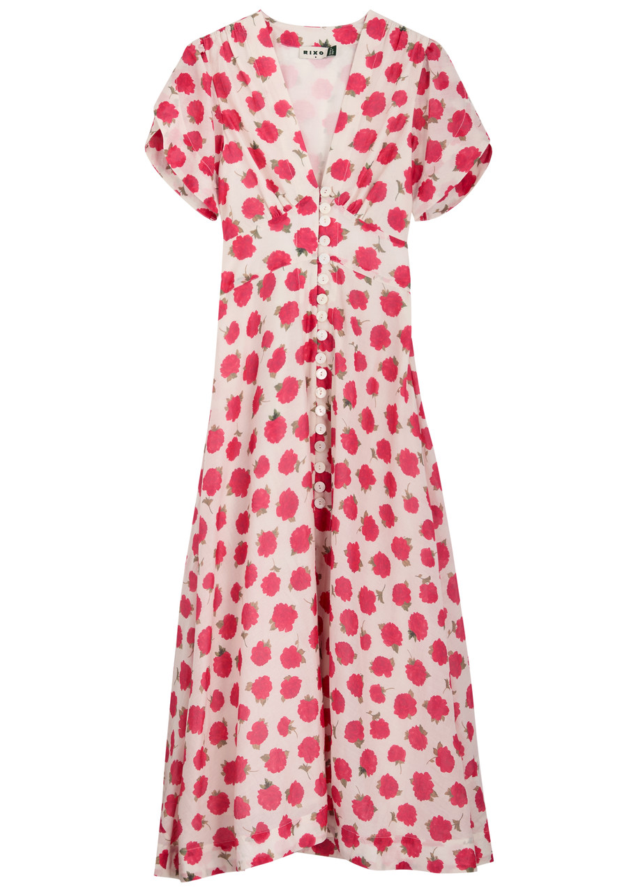 Rixo Novara Floral-print Cotton-blend Maxi Dress - Red - L