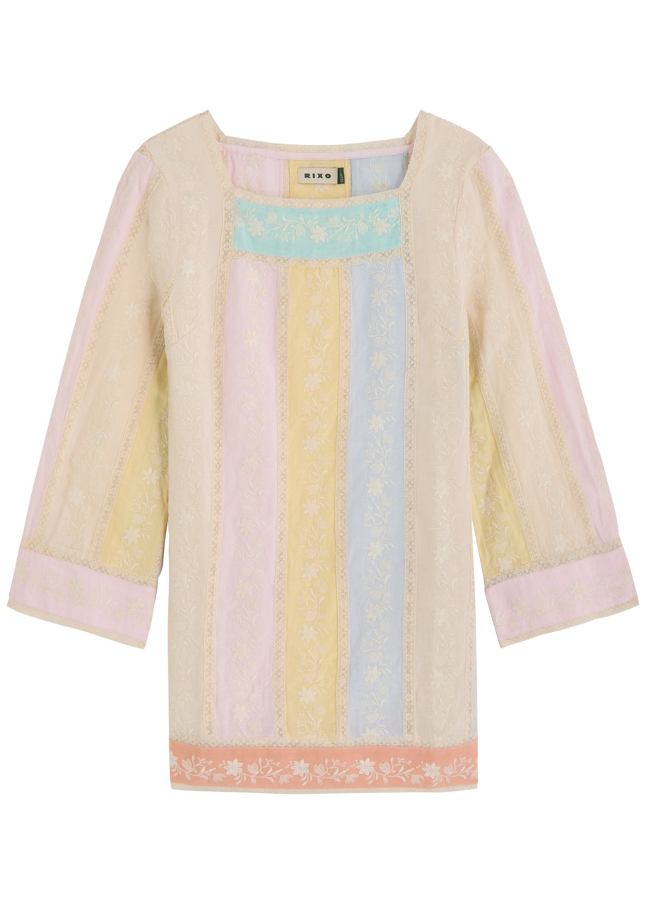 Rixo Joane Panelled Woven Mini Dress - Yellow - S