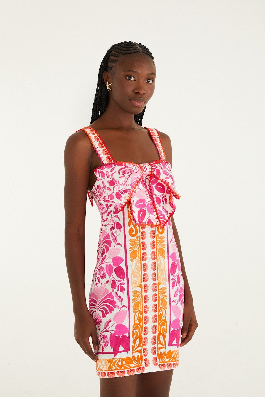 Off-White Santorini Crochet Euroflax Premium Linen Mini Dress, SANTORINI OFF