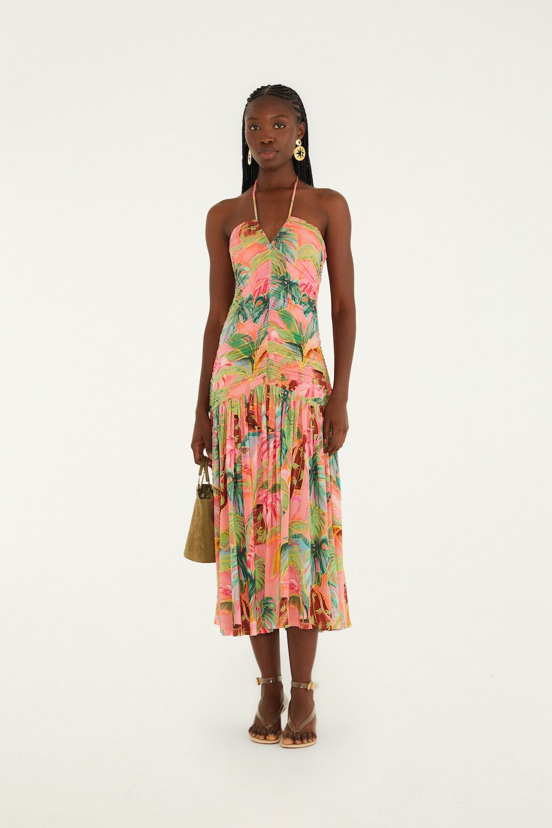 Soft Pink Pool Time Ruched Sleeveless Midi Dress, POOL TIME SOFT PINK
