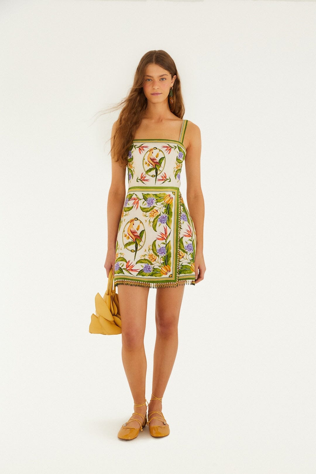Sand Tropical Scarf Euroflax Premium Linen Sleeveless Mini Dress, TROPICAL SCARF SAND