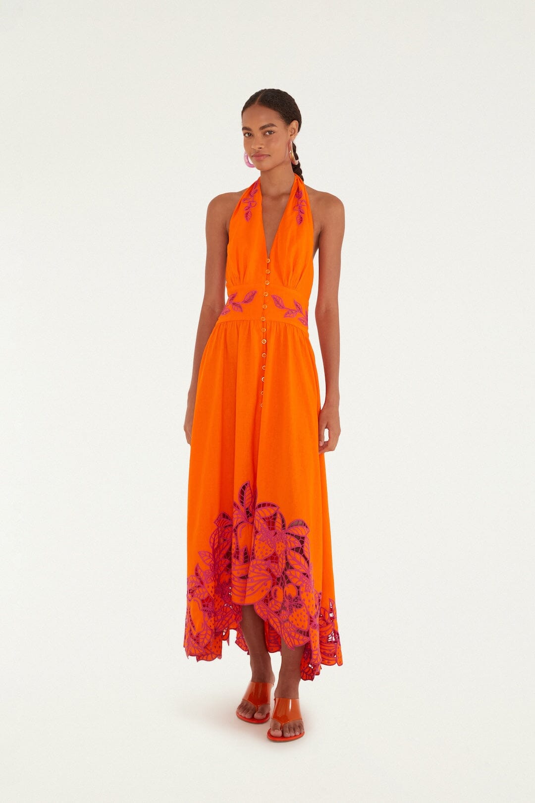 Orange Fruit Richelieu Artisanal Lenzing Ecovero Euroflax Maxi Dress, ORANGE