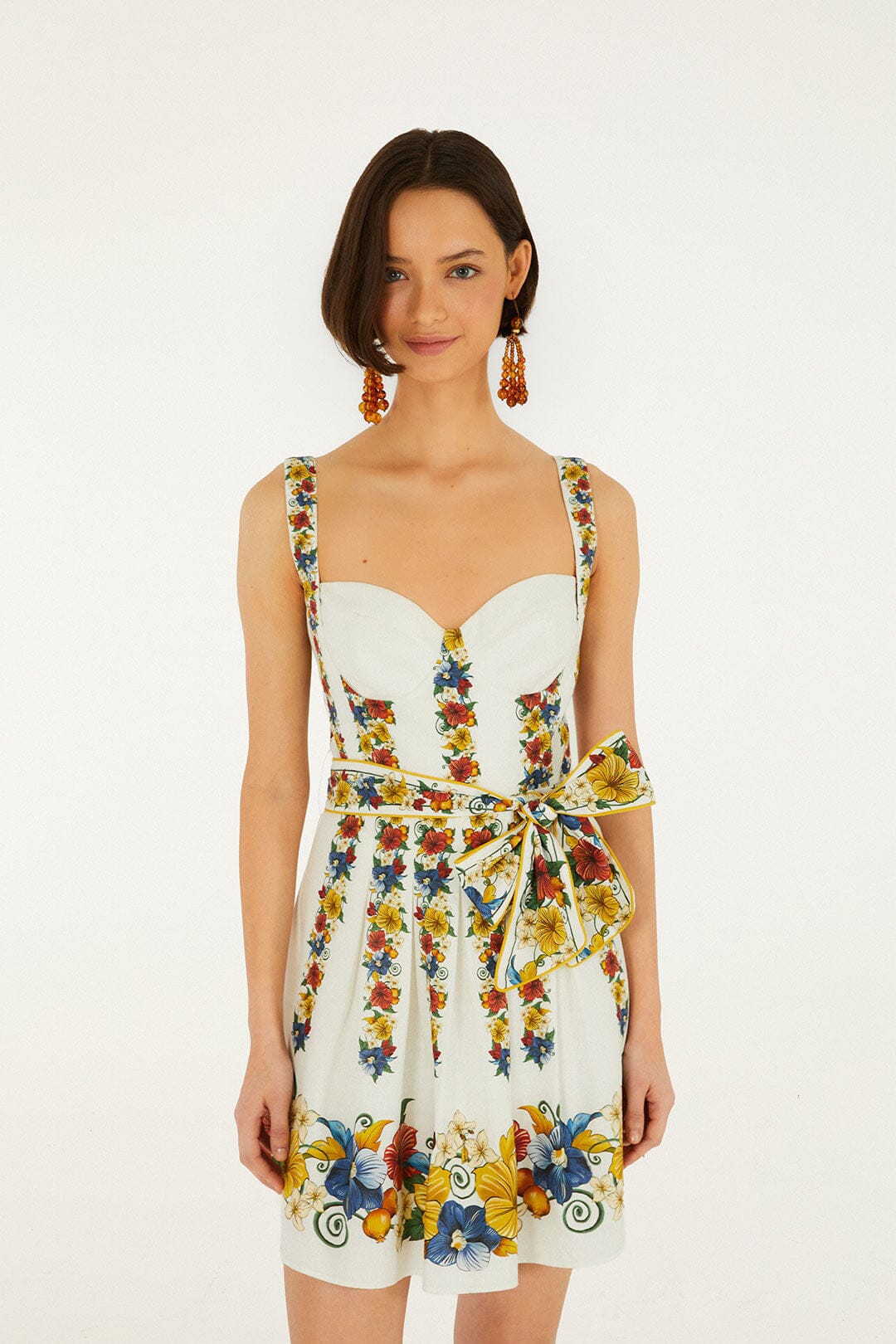 Off-White Tropi Belted Lenzing Ecovero Euroflax Mini Dress, TROPI OFF