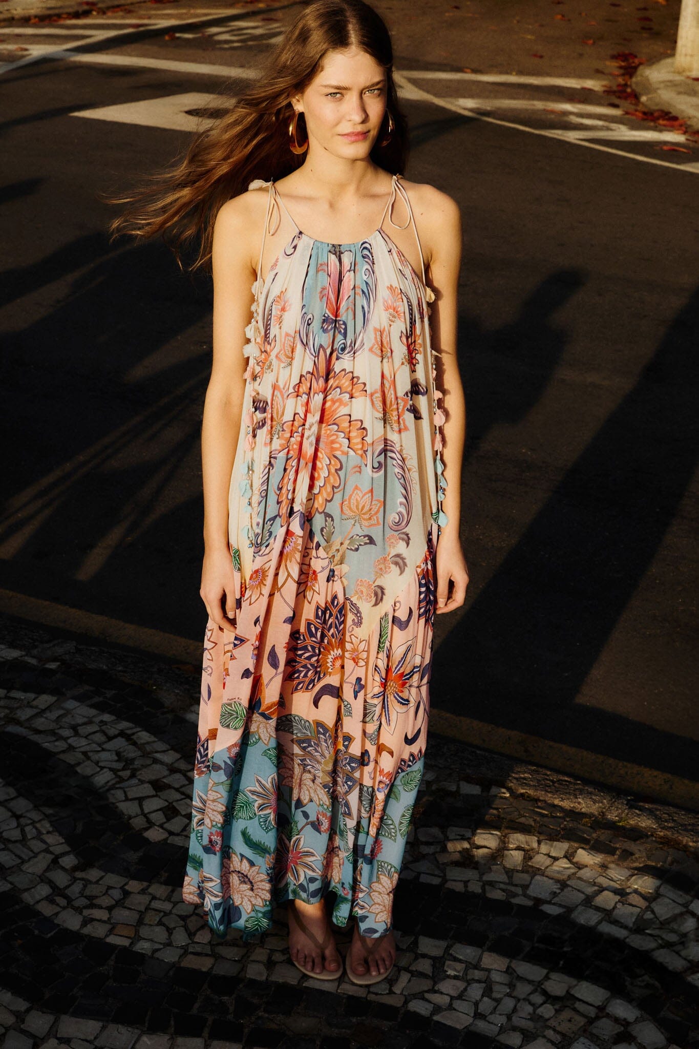 Multicolor Boho Floral Delhi Pleated Maxi Dress, BOHO FLORAL DELHI MIX
