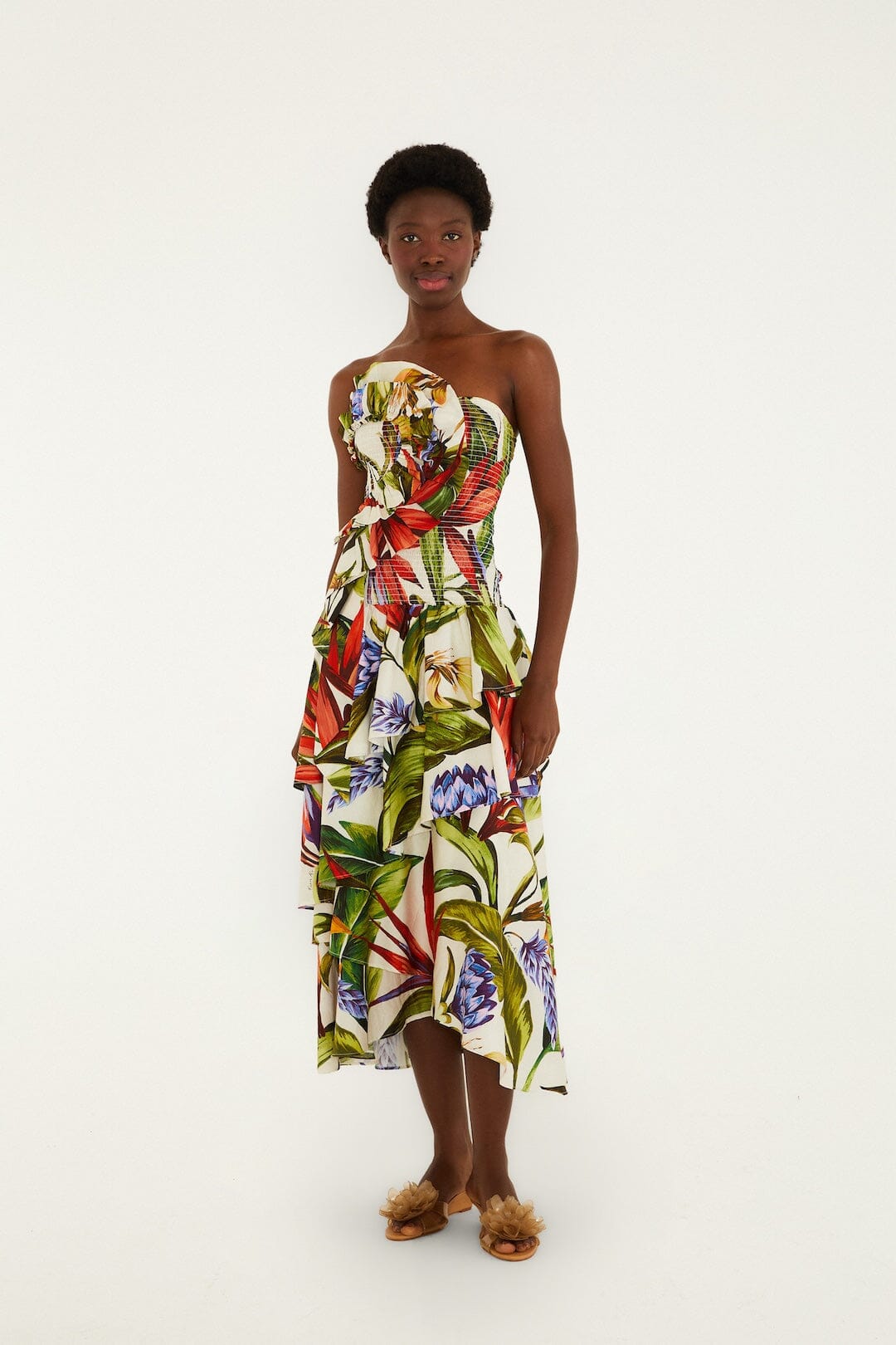 Sand Florart Strapless Maxi Dress, FLORART SAND