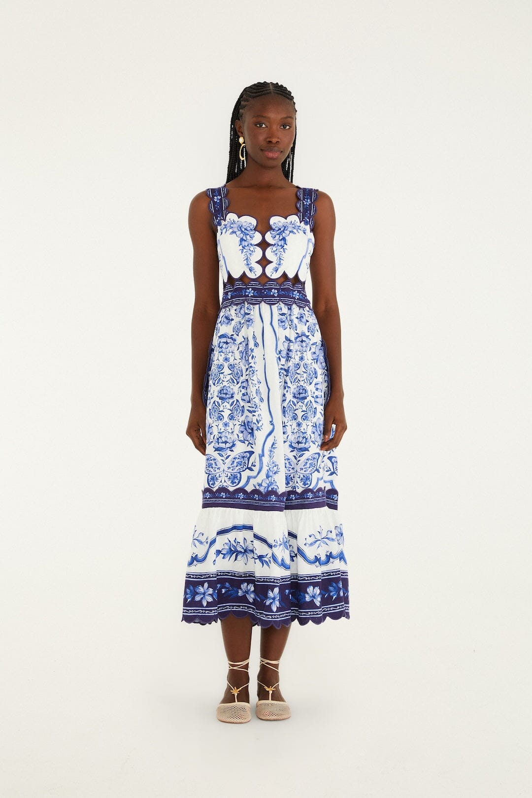 Off-White Porcelain Garden Cut-Out Midi Dress, PORCELAIN GARDEN OFF