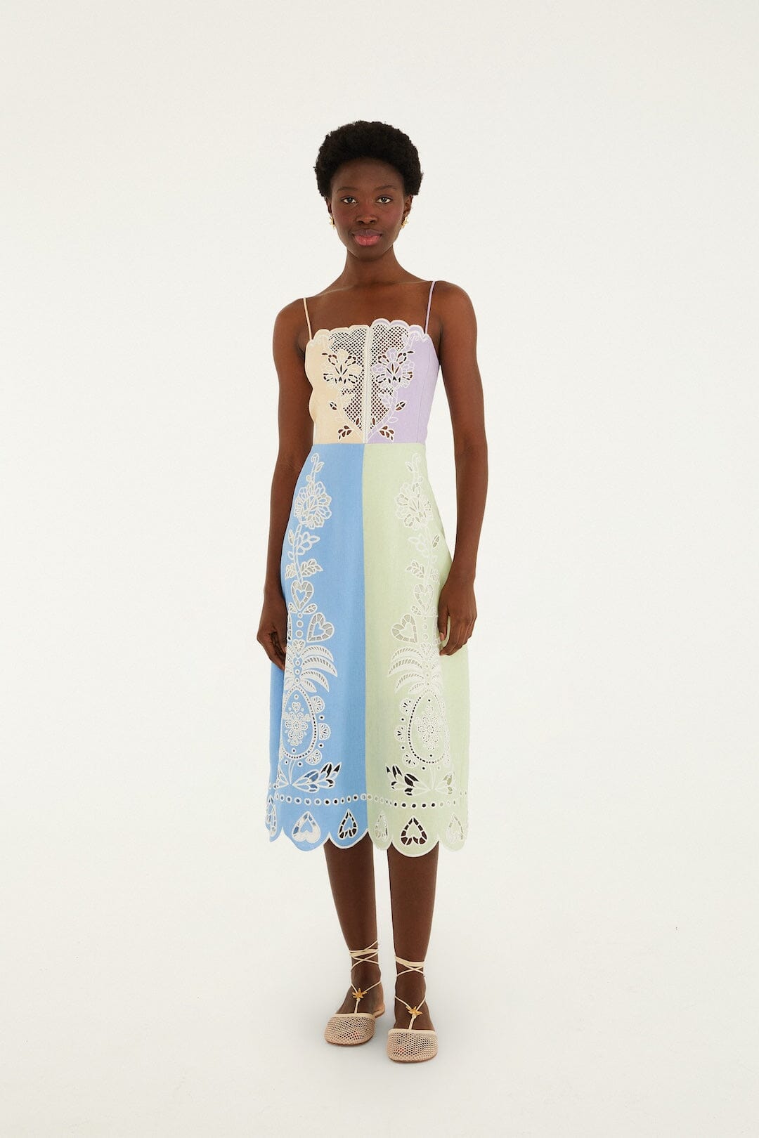 Multicolor Embroidered Midi Dress, MULTI