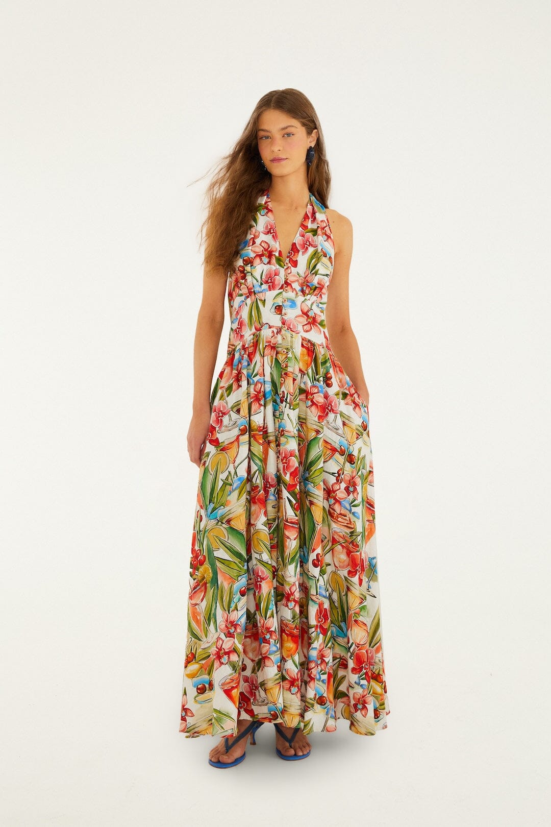 Off-White Cocktail Lenzing Ecovero Euroflax Maxi Dress, COCKTAIL OFF