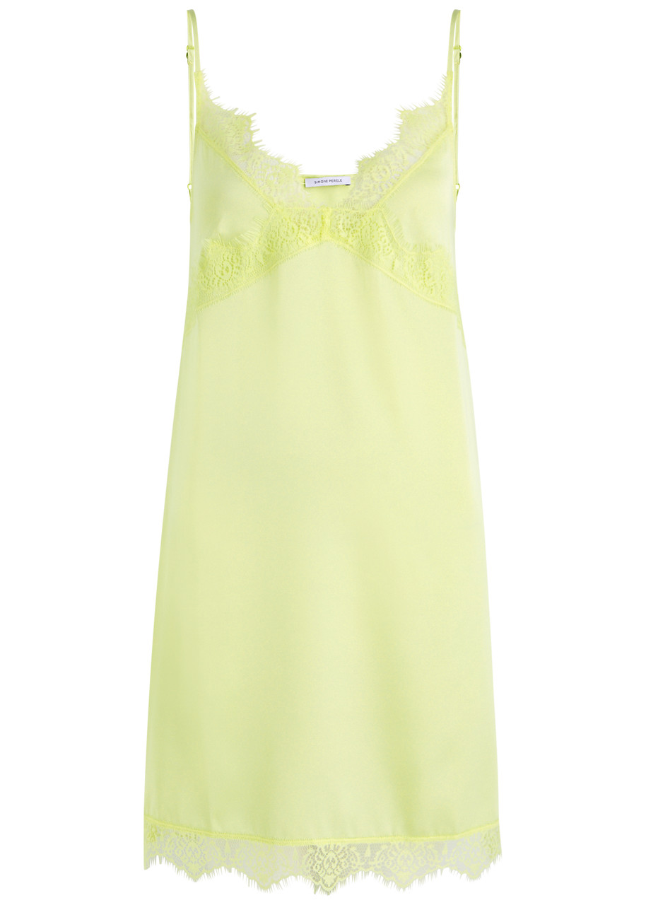 Simone PRLE Satin Secrets Lace-trim Satin Night Dress - Yellow - L