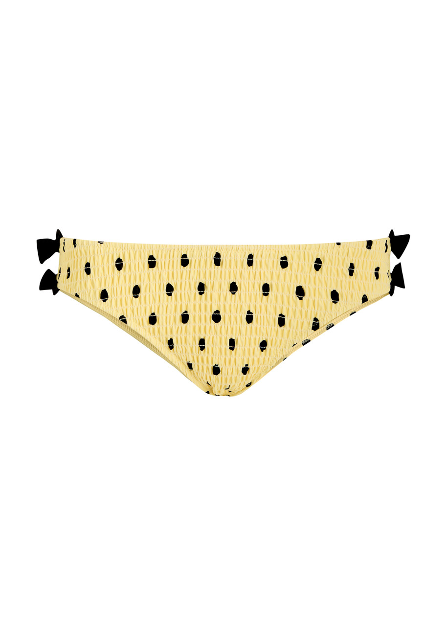 Damson Madder Spot-print Shirred Bikini Briefs - Yellow - M