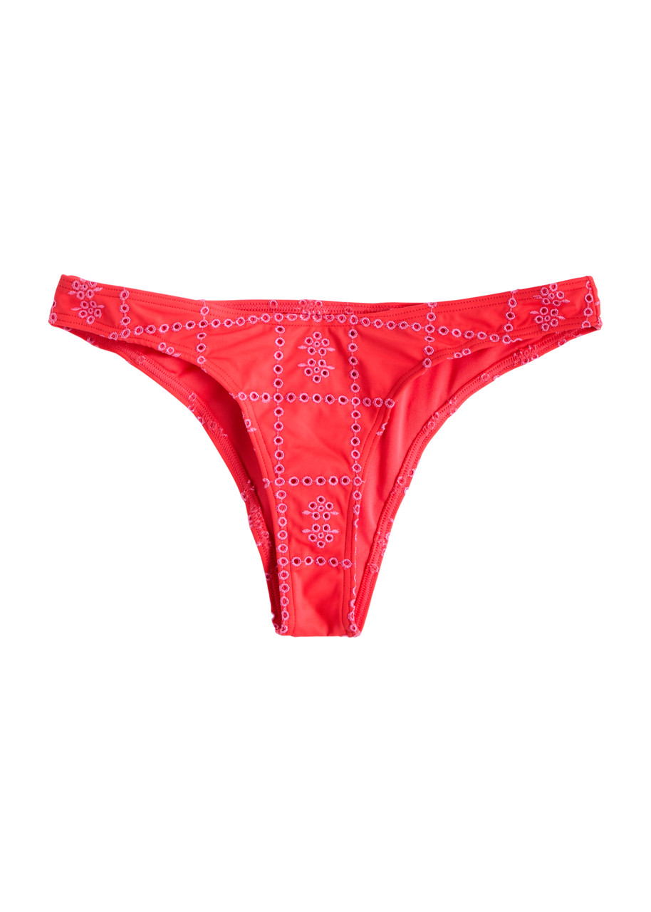 Damson Madder Embroidered Bikini Briefs - Red -