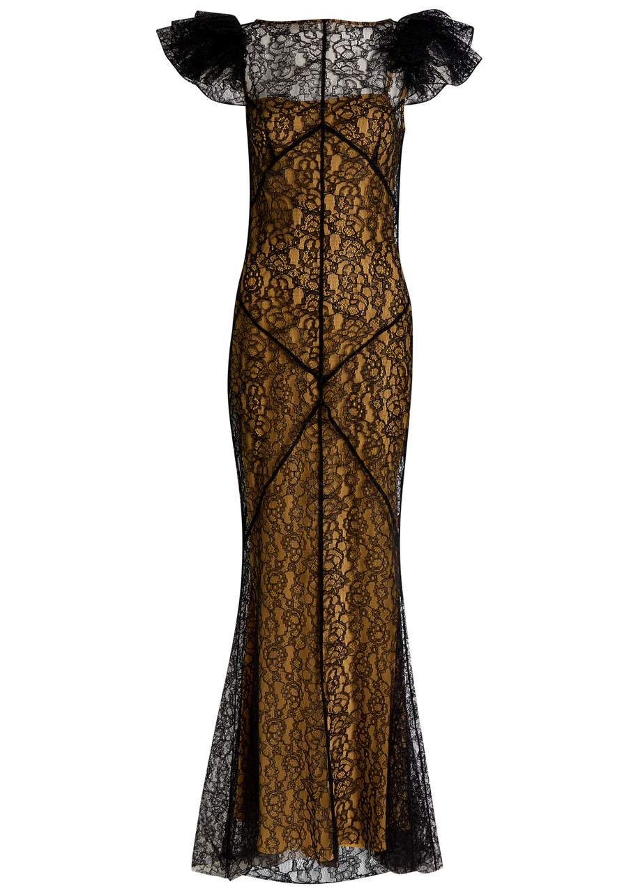 DE LA Vali Nephele Lace Maxi Dress - Black - L
