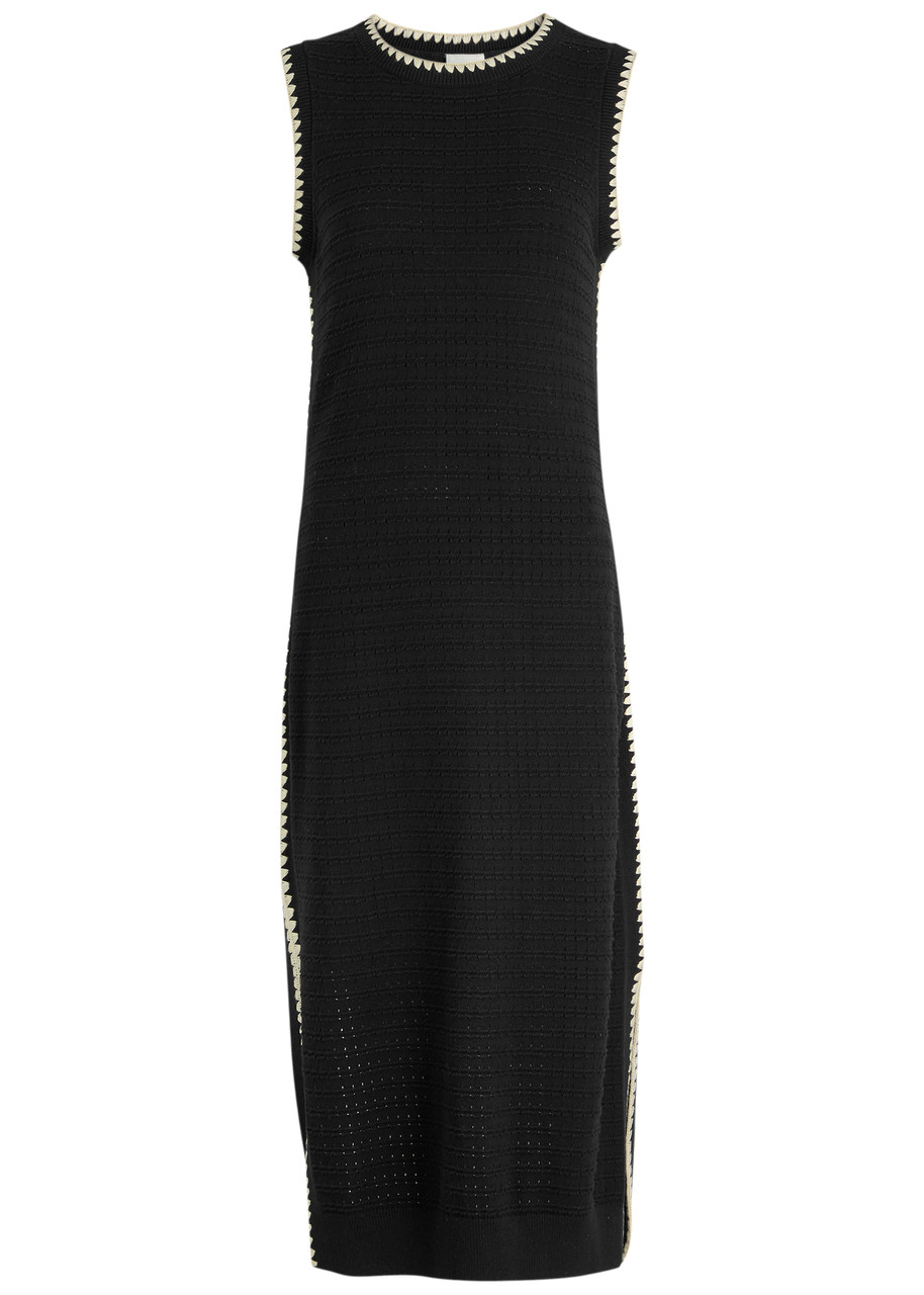 Varley Dwight Tank Open-knit Midi Dress - Black