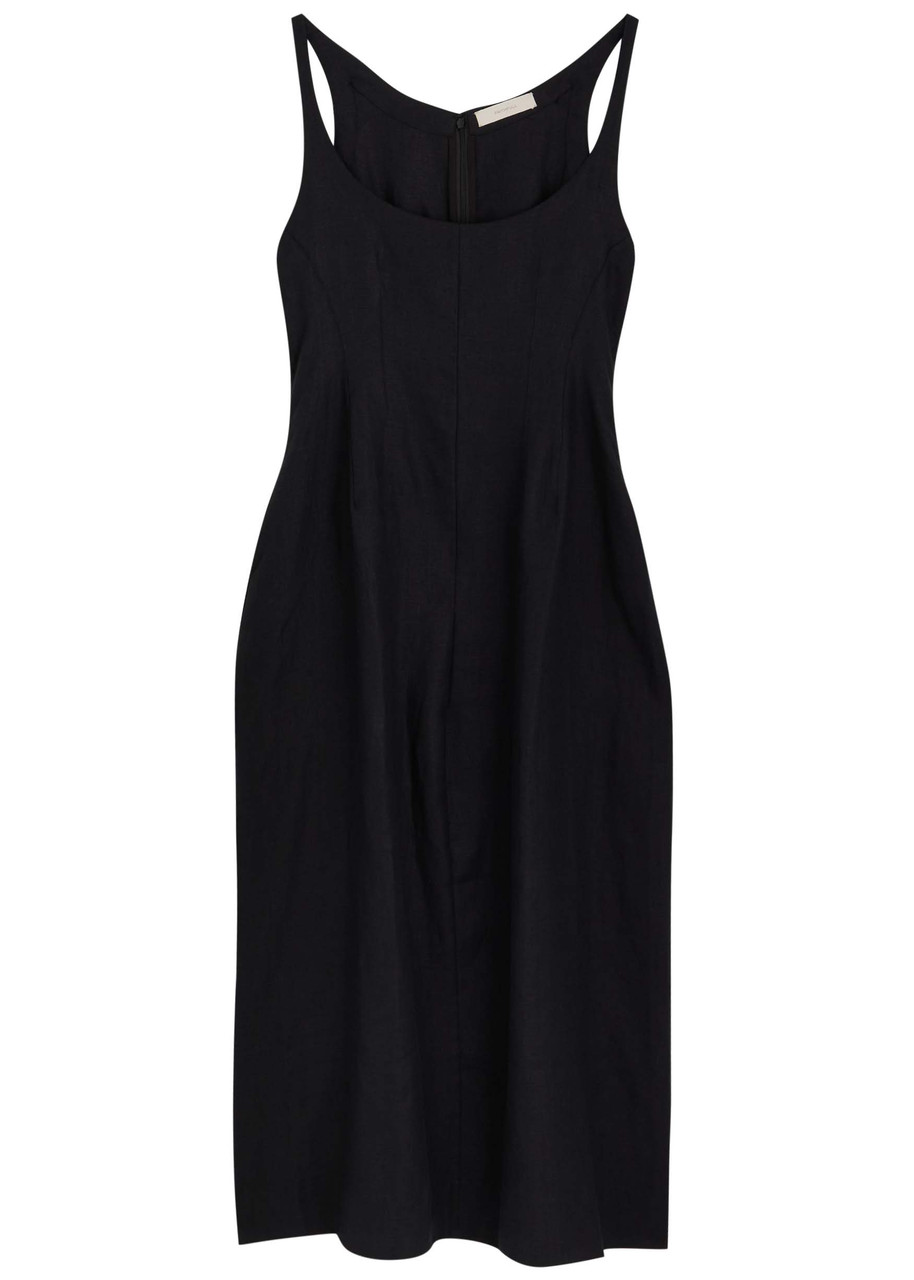 Faithfull The Brand Sanne Linen Midi Dress - Black