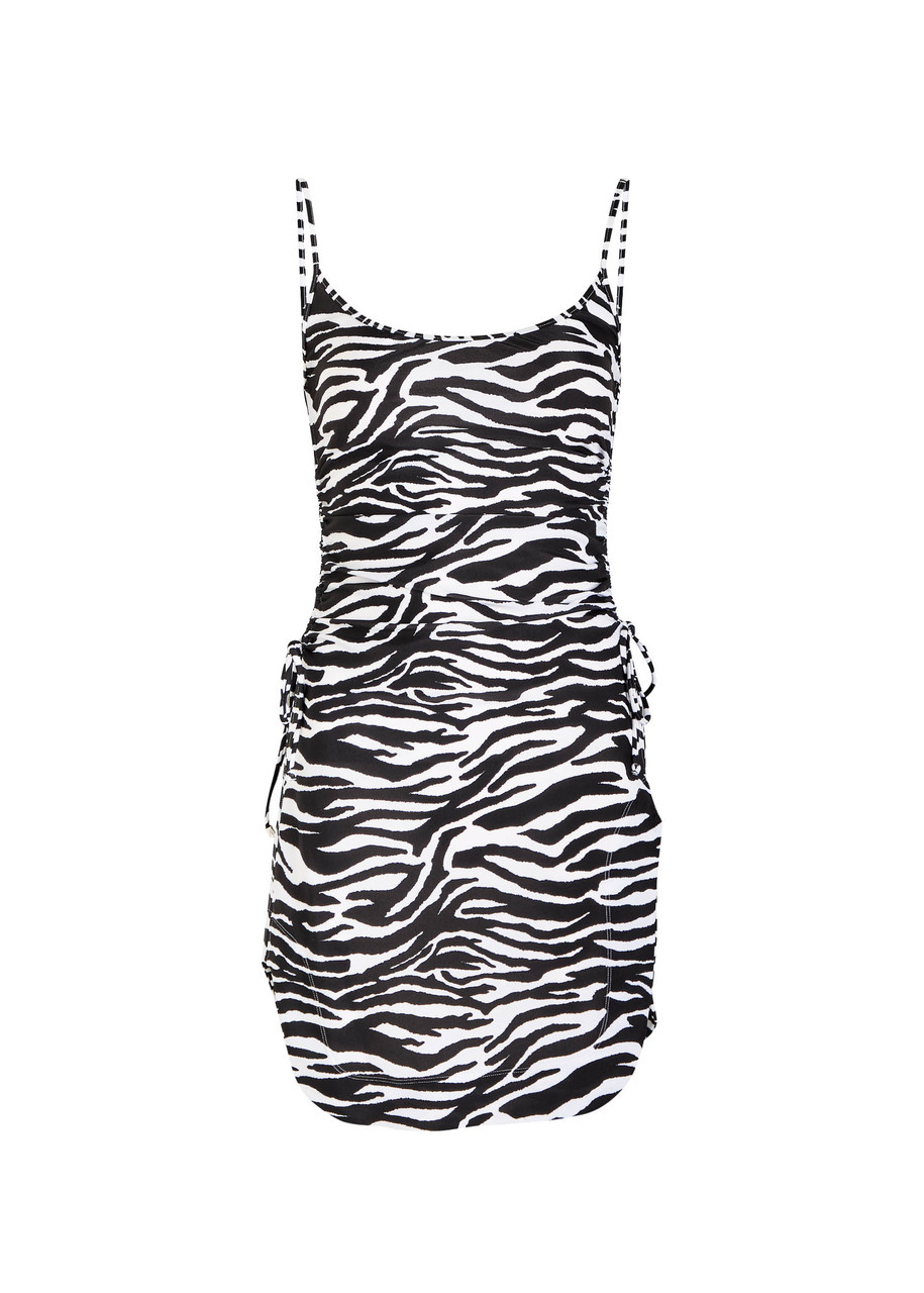 The Attico Zebra-print Stretch-jersey Mini Dress - Black - L