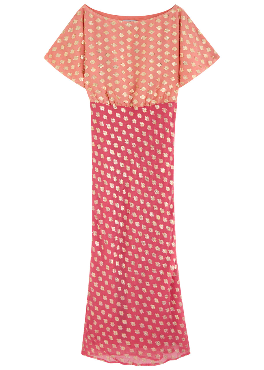 Never Fully Dressed Tilly Embroidered Chiffon Midi Dress - Pink -