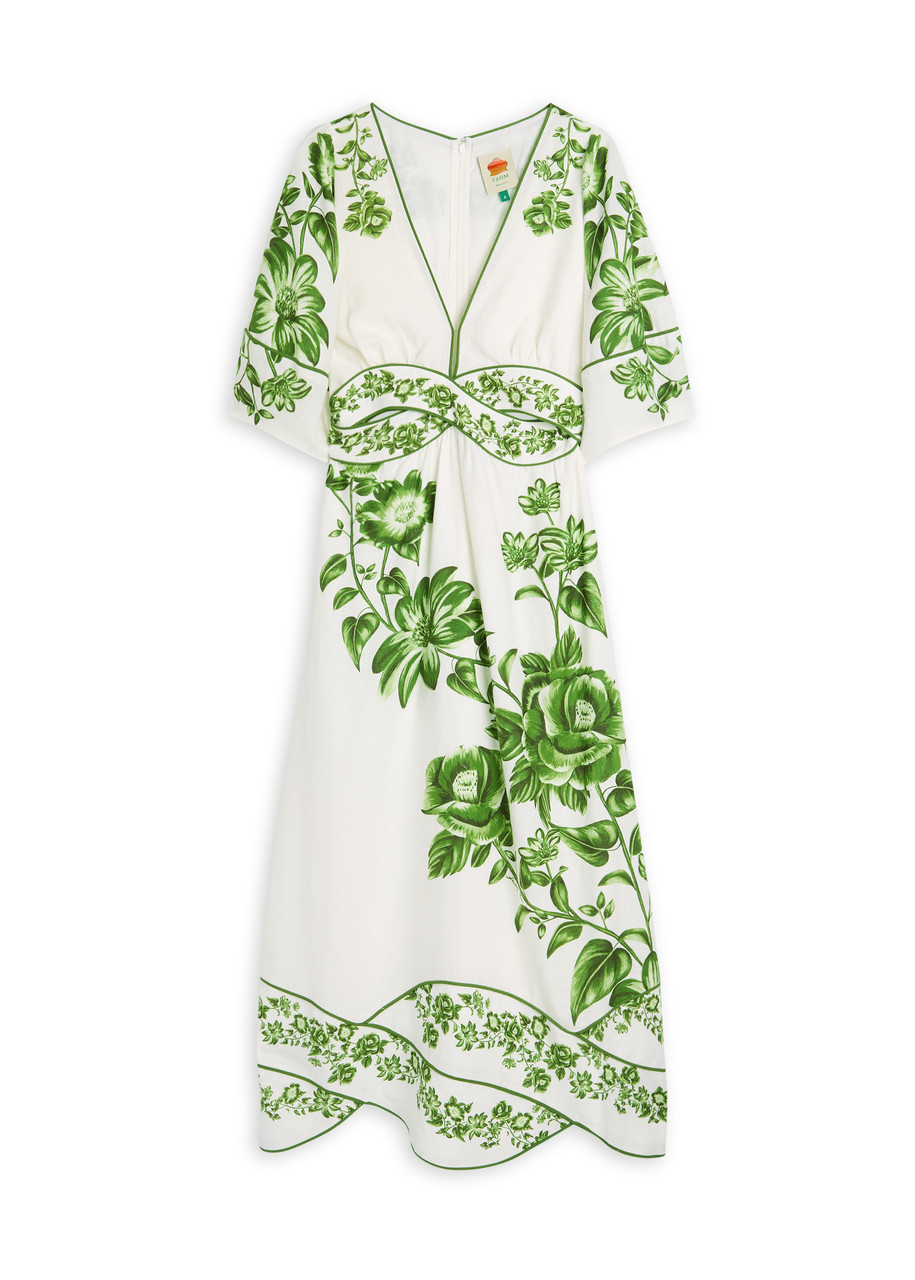 Farm Rio Floral-print Linen-blend Maxi Dress - Green - L L