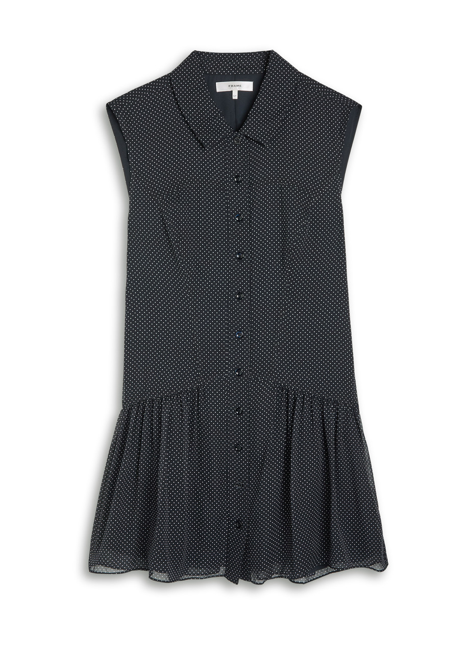 Frame Polka-dot Silk-chiffon Mini Dress - Navy - M M