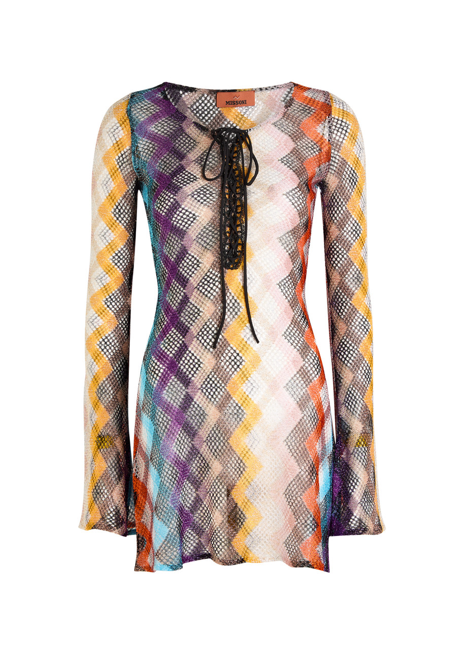 Missoni Zigzag Metallic Open-knit Mini Dress - Multicoloured - S