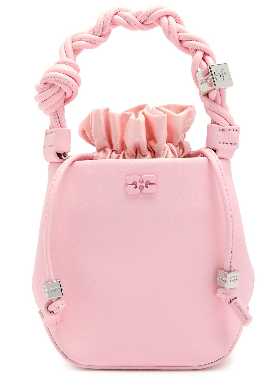 Ganni Bou Mini Grained Leather Bucket bag - Pink
