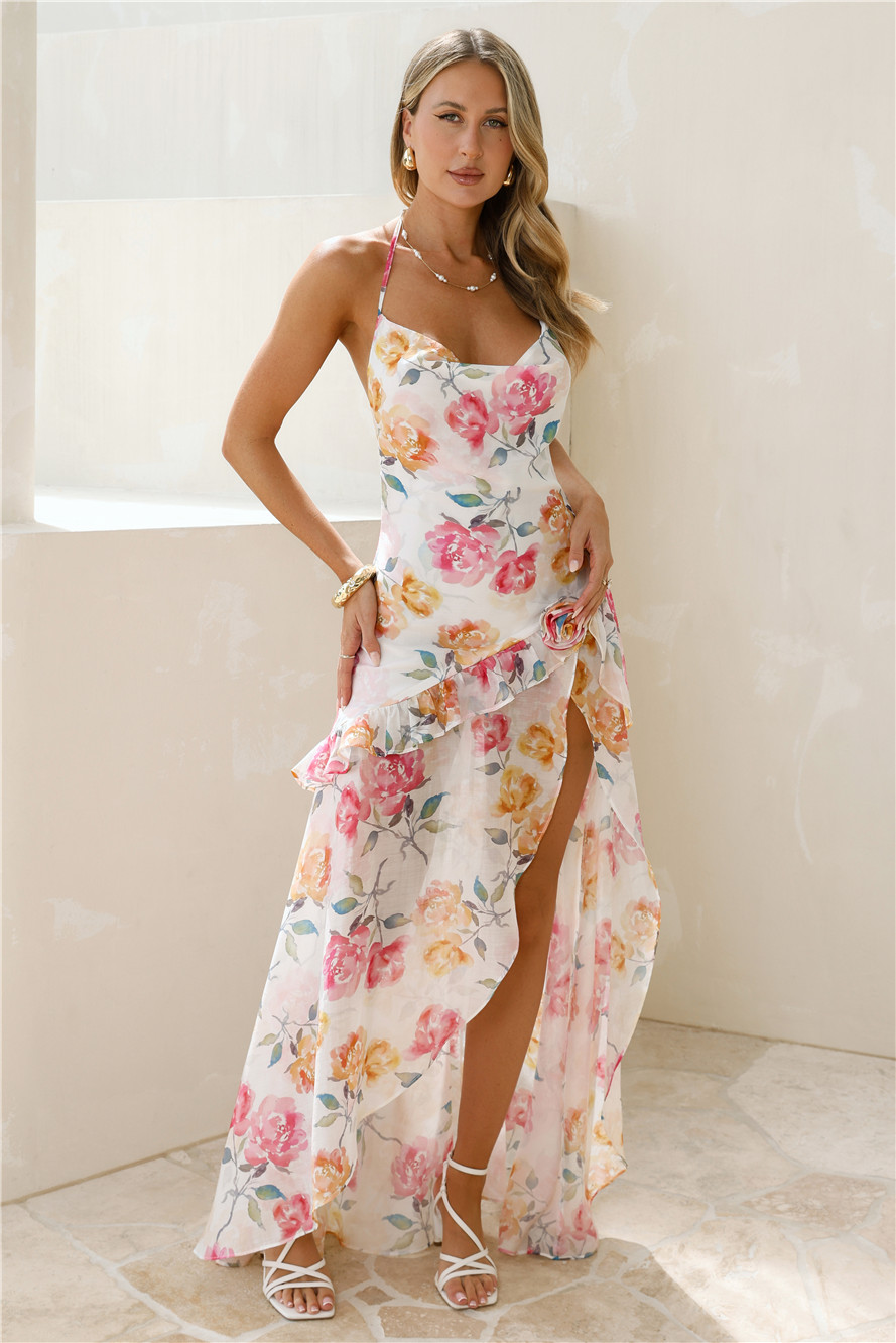 Pretty Mantra Halter Maxi Dress Floral