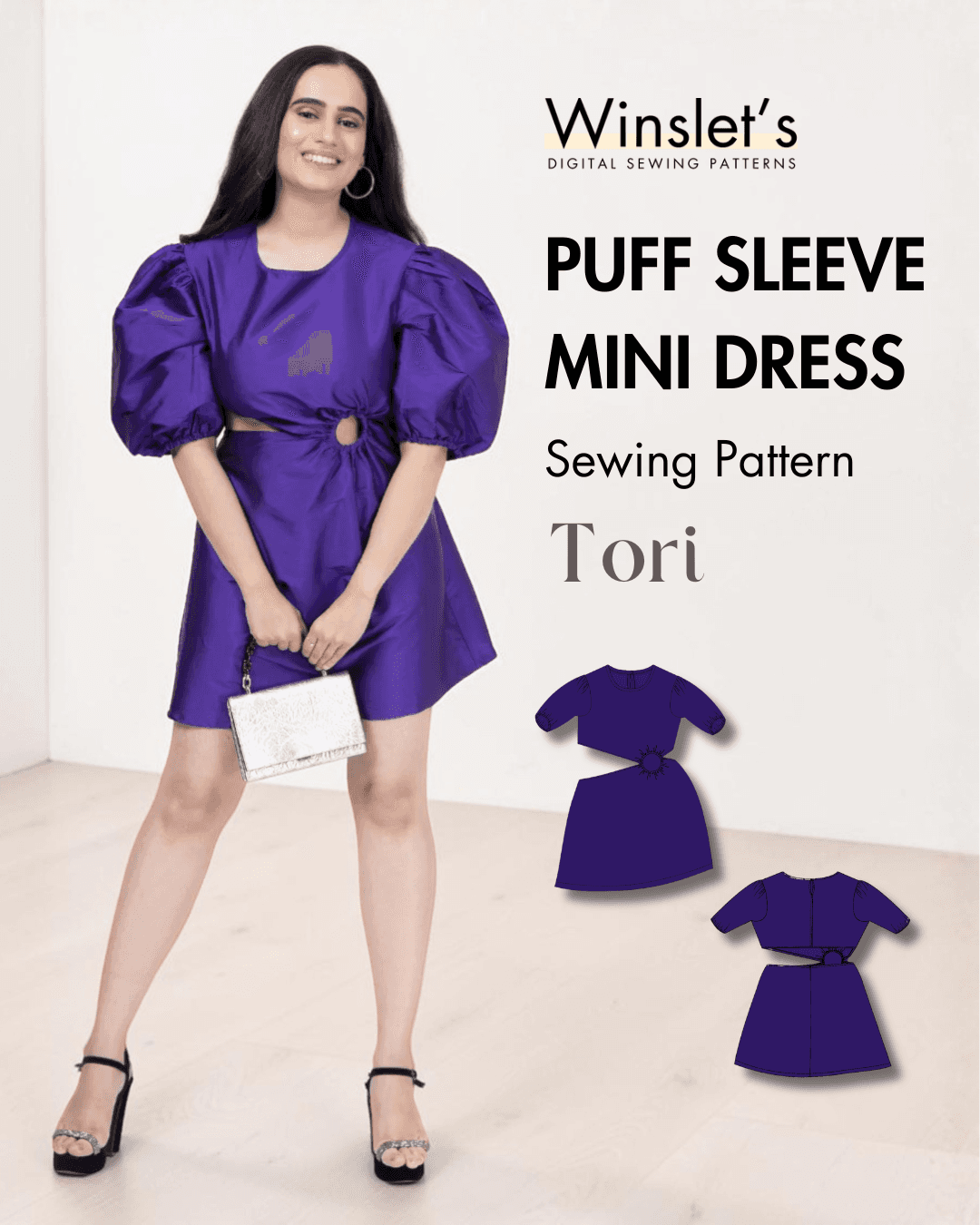 Puff Sleeve Mini Dress Sewing Pattern 'Tori'