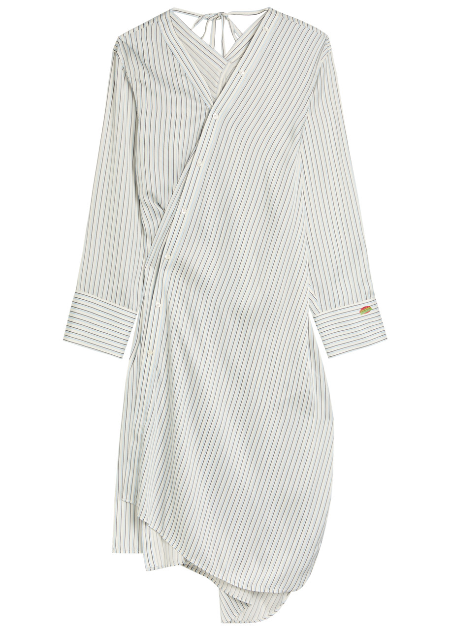 Acne Studios Striped Satin Midi Shirt Dress - Blue - S