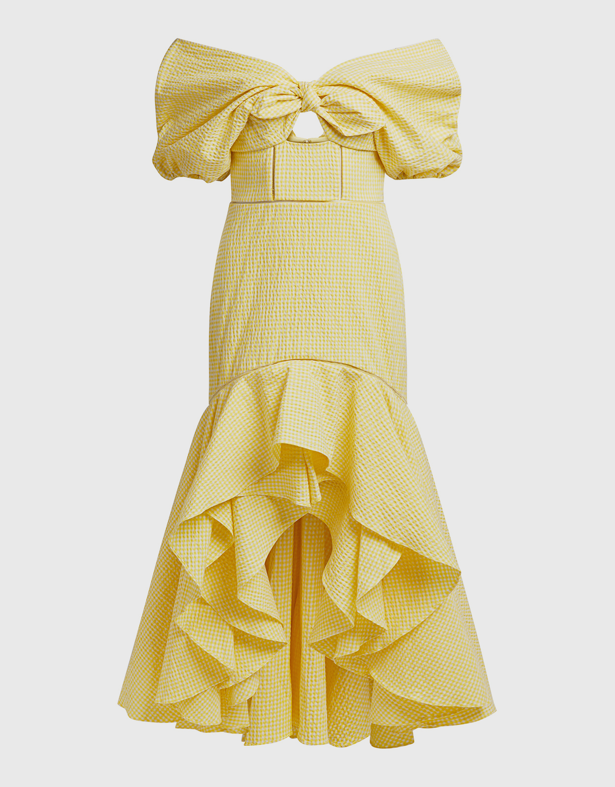 Jonathan Simkhai Off-the-shoulder Gingham Seersucker High-low Dress -